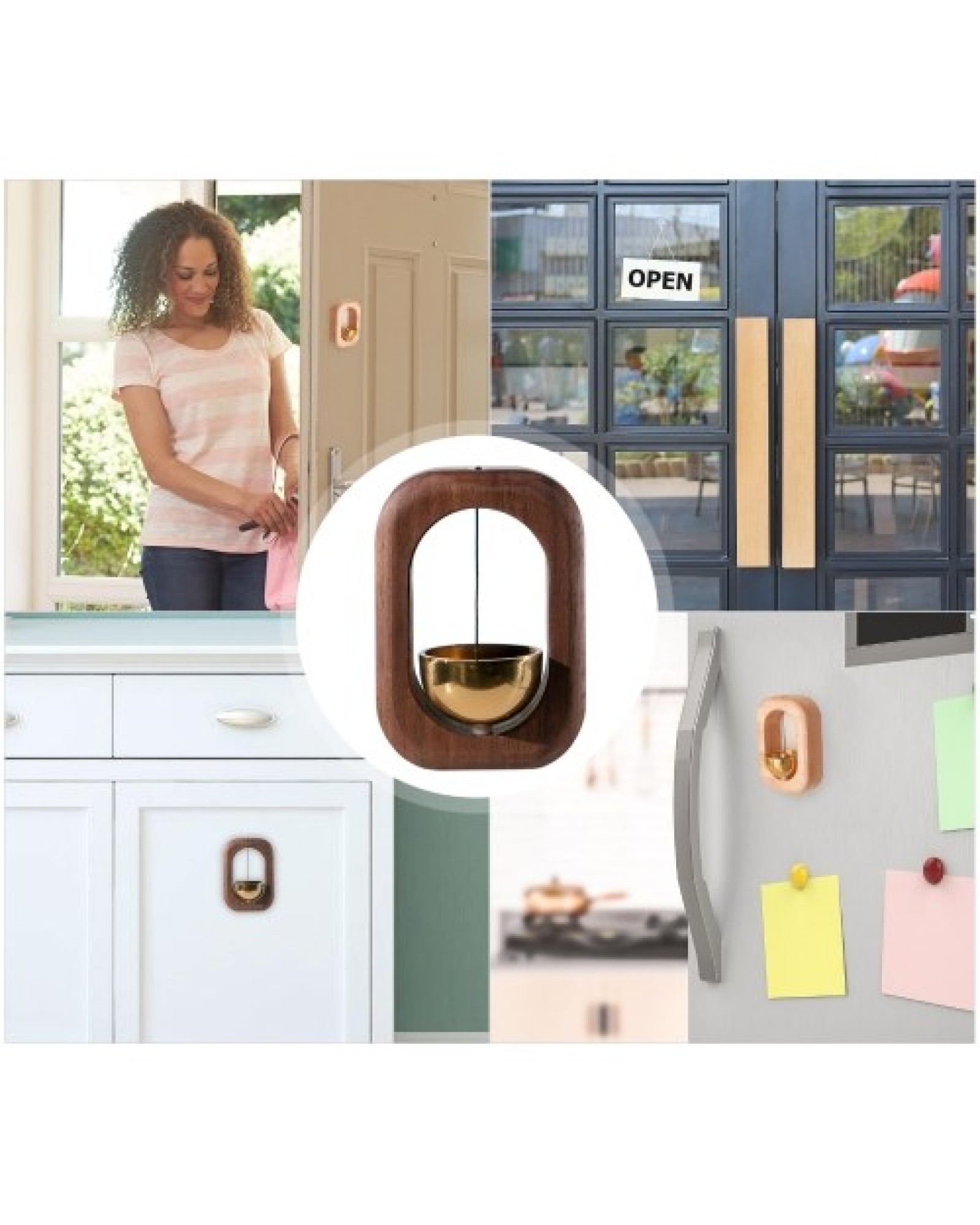 Suction Wind Chime Doorbell Decoration Refrigerator Door Closet Wood Windchime Bells for Home Garden Windchime Gift