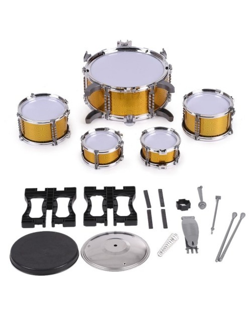 Children Kids Drum Set Musical Instrument Toy 5 Drums with Small Cymbal Stool Drum Sticks for Boys Girls