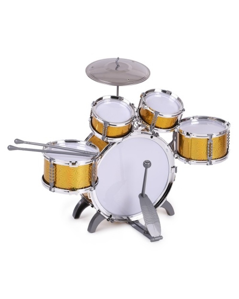 Children Kids Drum Set Musical Instrument Toy 5 Drums with Small Cymbal Stool Drum Sticks for Boys Girls