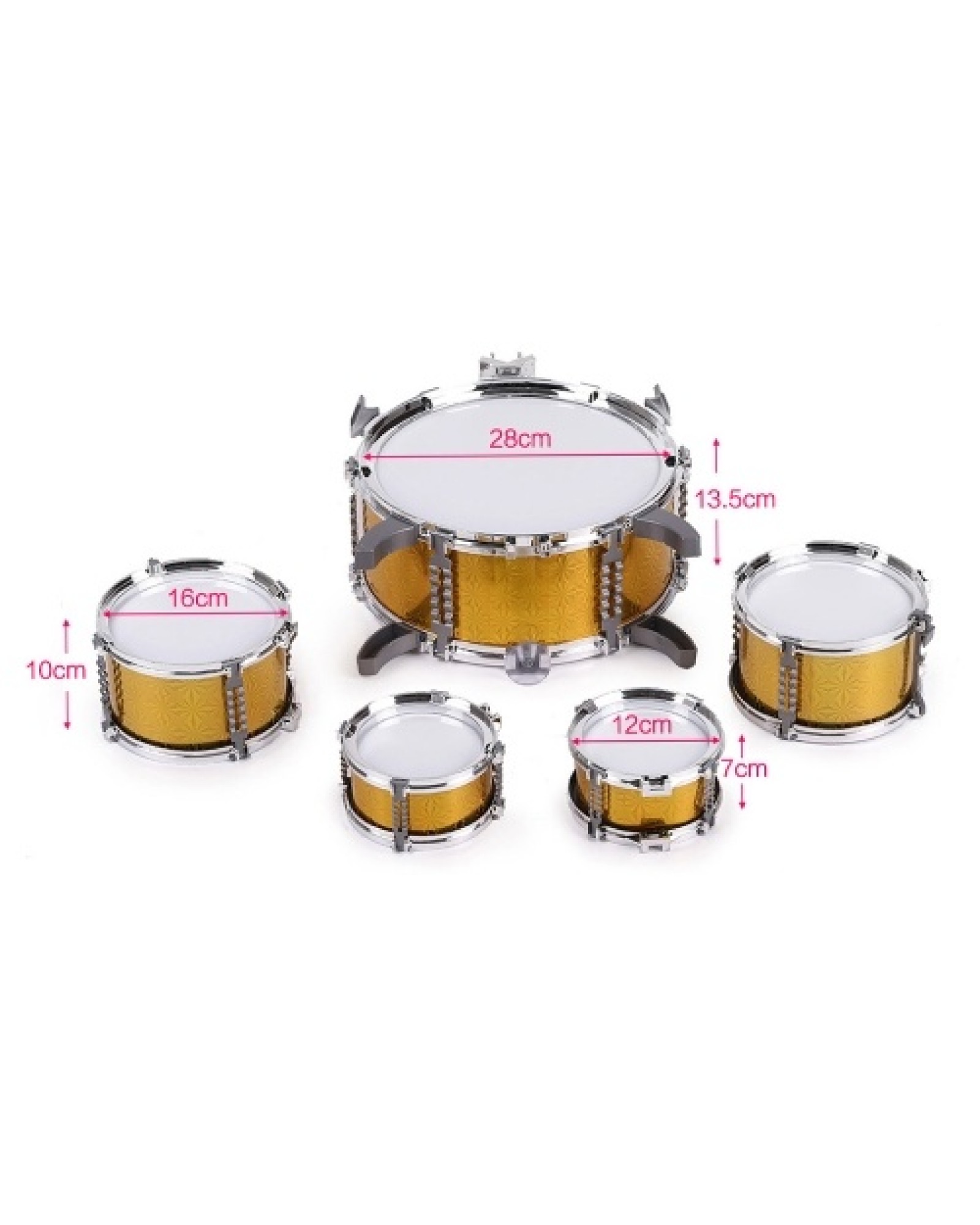 Children Kids Drum Set Musical Instrument Toy 5 Drums with Small Cymbal Stool Drum Sticks for Boys Girls