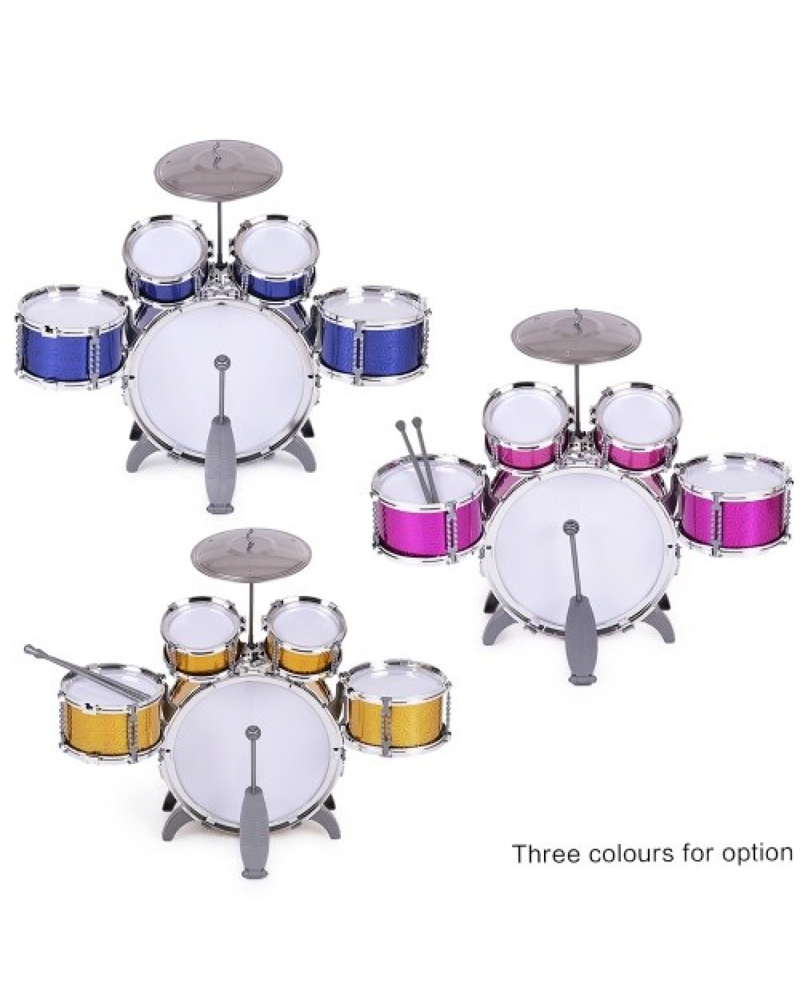 Children Kids Drum Set Musical Instrument Toy 5 Drums with Small Cymbal Stool Drum Sticks for Boys Girls