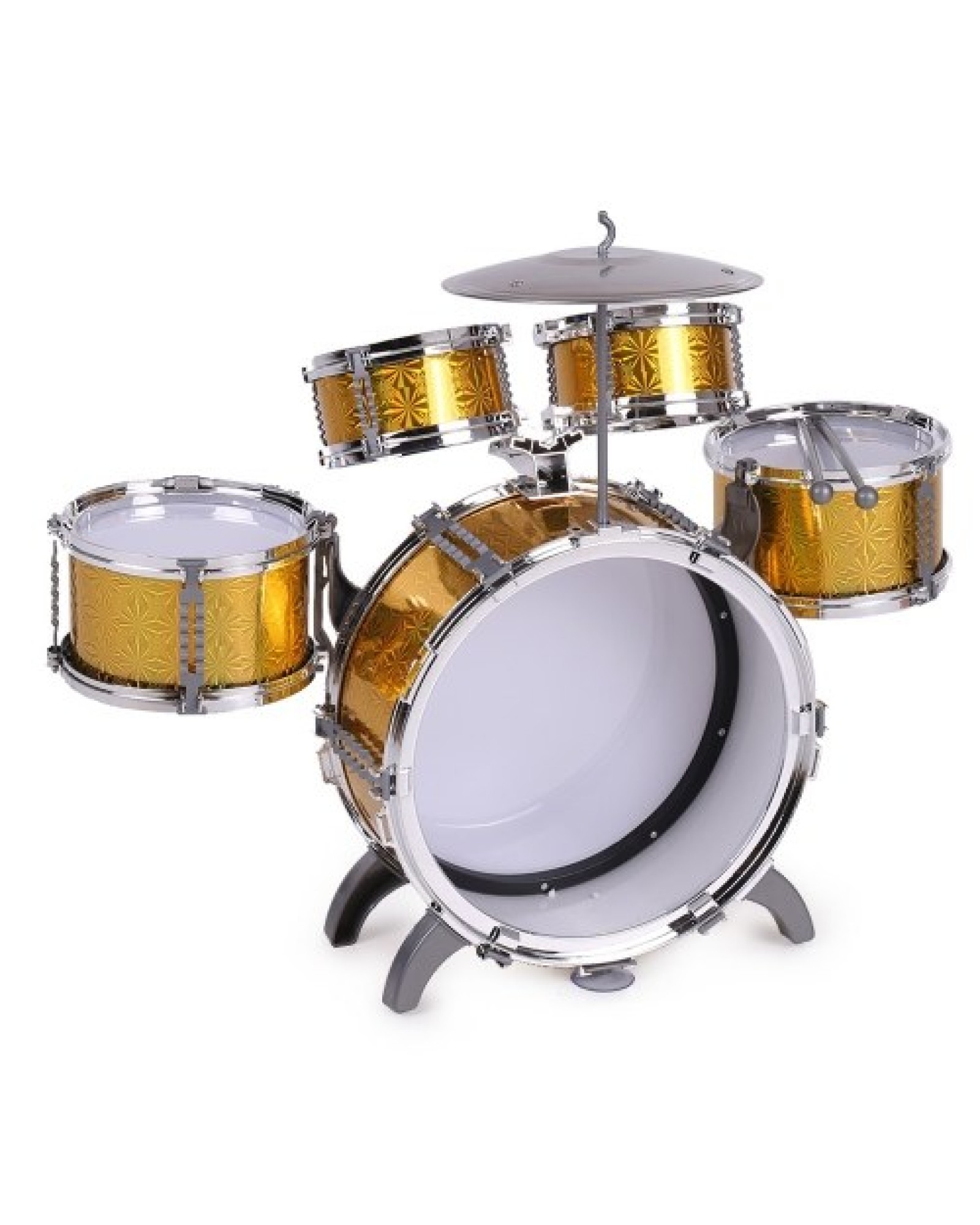 Children Kids Drum Set Musical Instrument Toy 5 Drums with Small Cymbal Stool Drum Sticks for Boys Girls