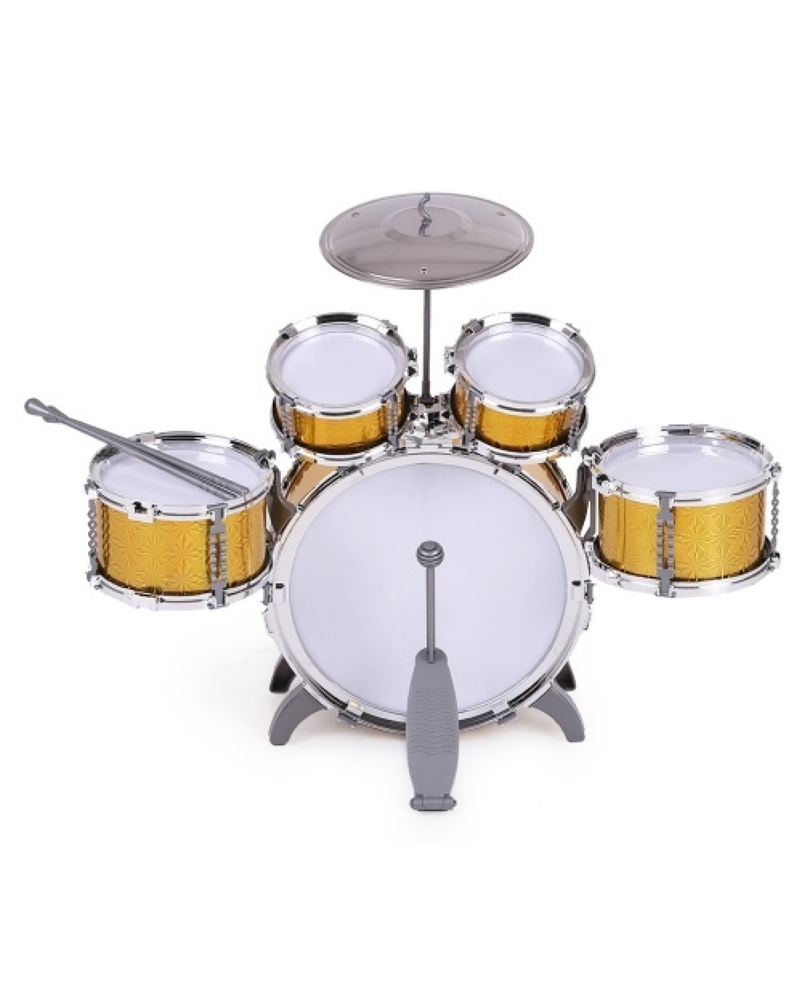 Children Kids Drum Set Musical Instrument Toy 5 Drums with Small Cymbal Stool Drum Sticks for Boys Girls