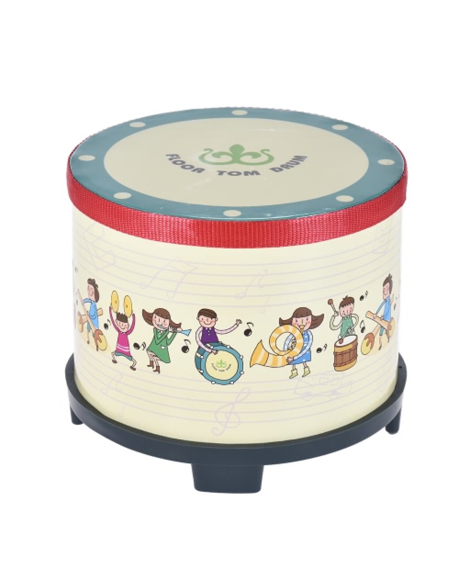 8 Inch Wooden Floor Drum Gathering Club Carnival Percussion Instrument with 2 Mallets for Kids Children