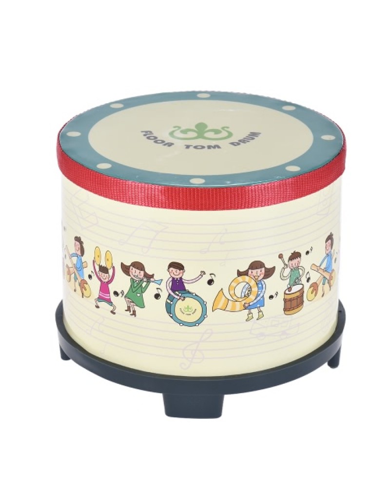 8 Inch Wooden Floor Drum Gathering Club Carnival Percussion Instrument with 2 Mallets for Kids Children