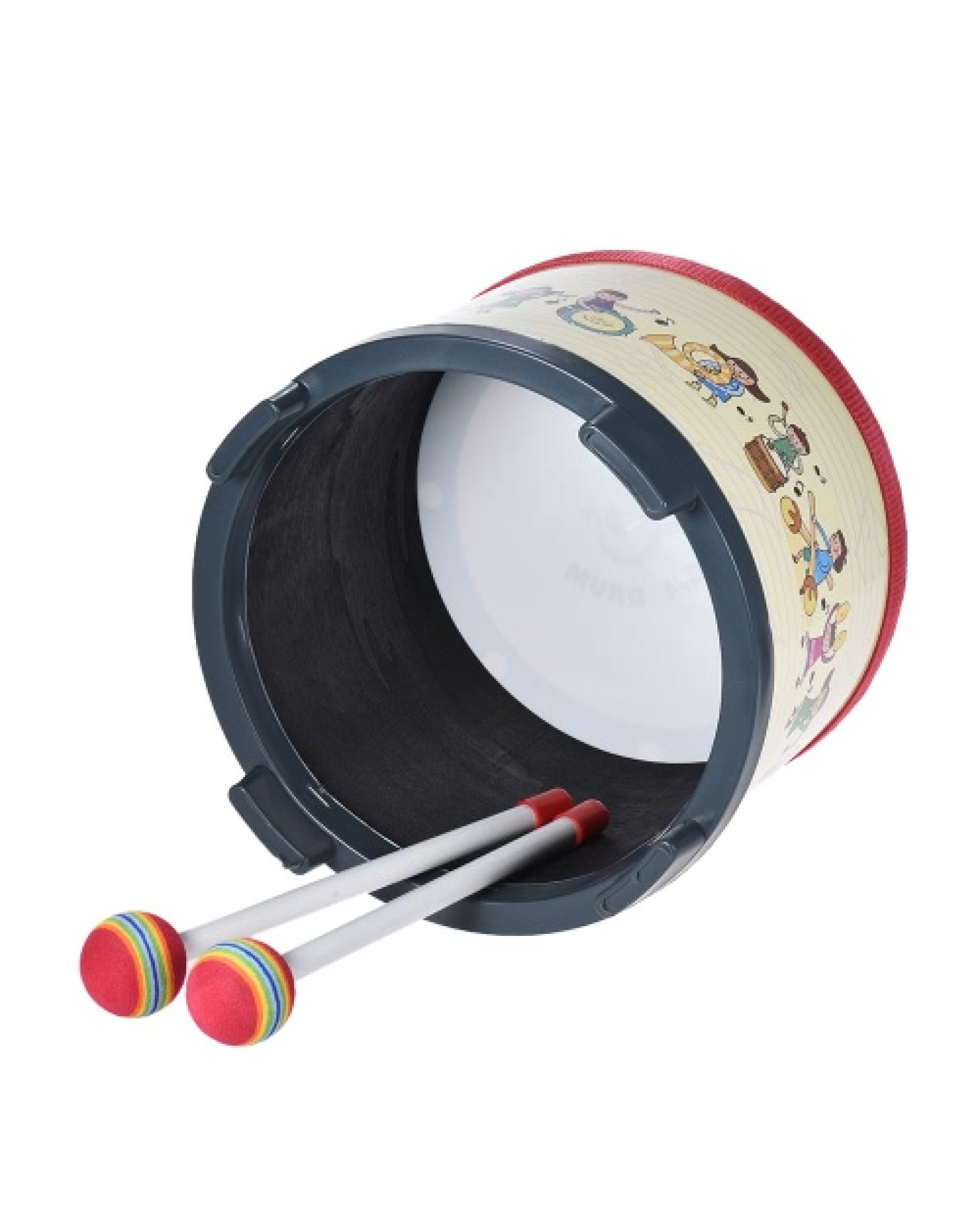 8 Inch Wooden Floor Drum Gathering Club Carnival Percussion Instrument with 2 Mallets for Kids Children