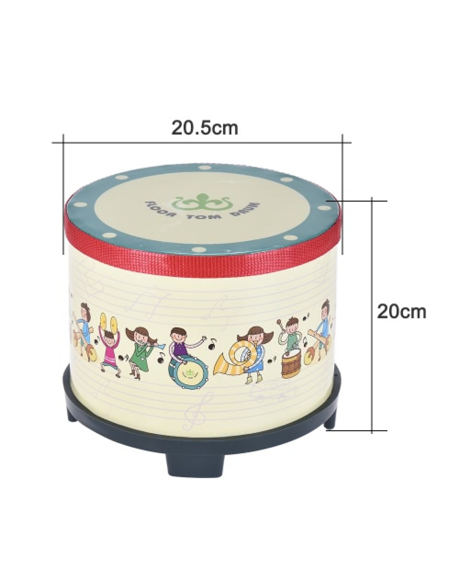 8 Inch Wooden Floor Drum Gathering Club Carnival Percussion Instrument with 2 Mallets for Kids Children