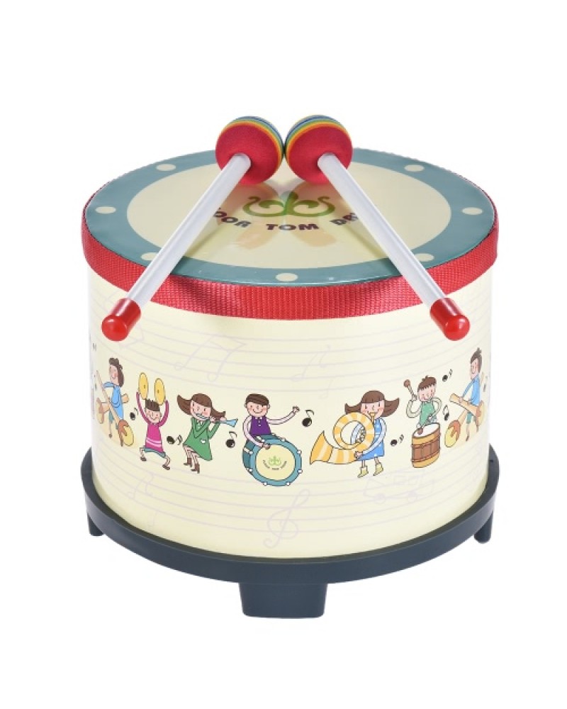 8 Inch Wooden Floor Drum Gathering Club Carnival Percussion Instrument with 2 Mallets for Kids Children