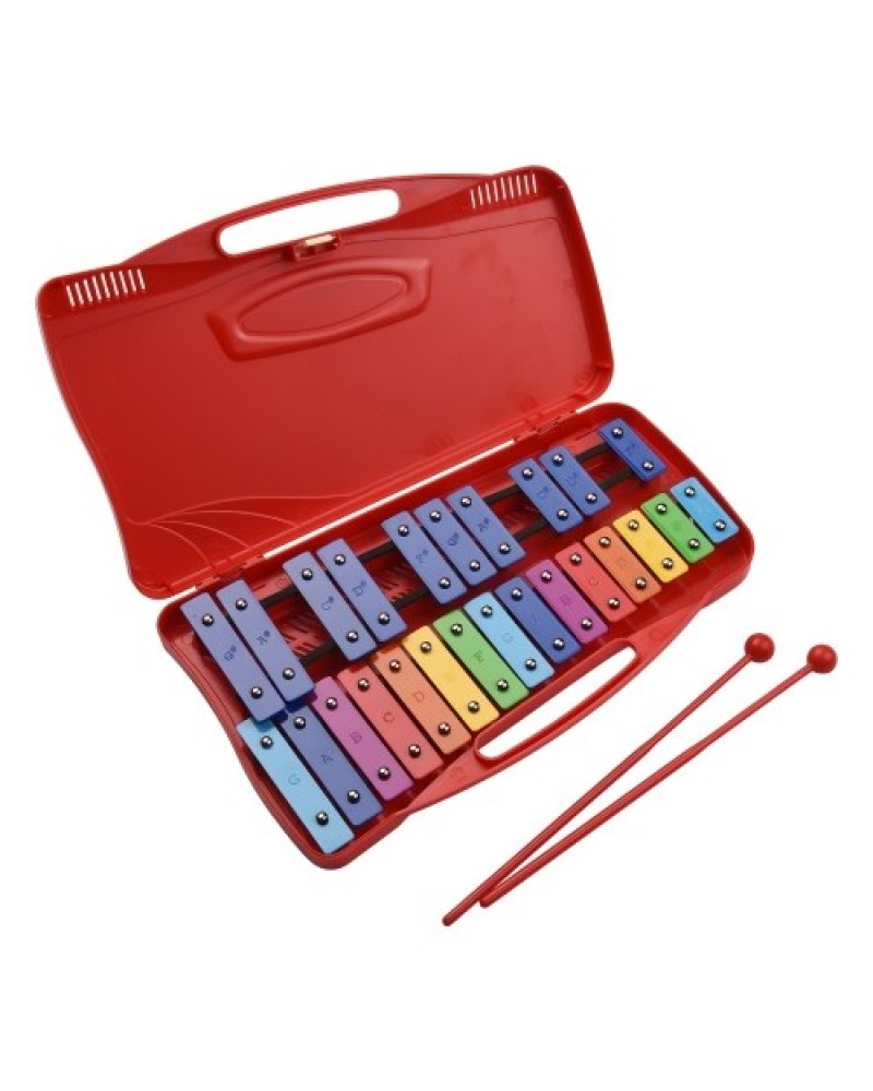 25 Notes Glockenspiel Xylophone Hand Knock Xylophone Percussion Rhythm Musical Educational Teaching Instrument Toy with Case 2 M