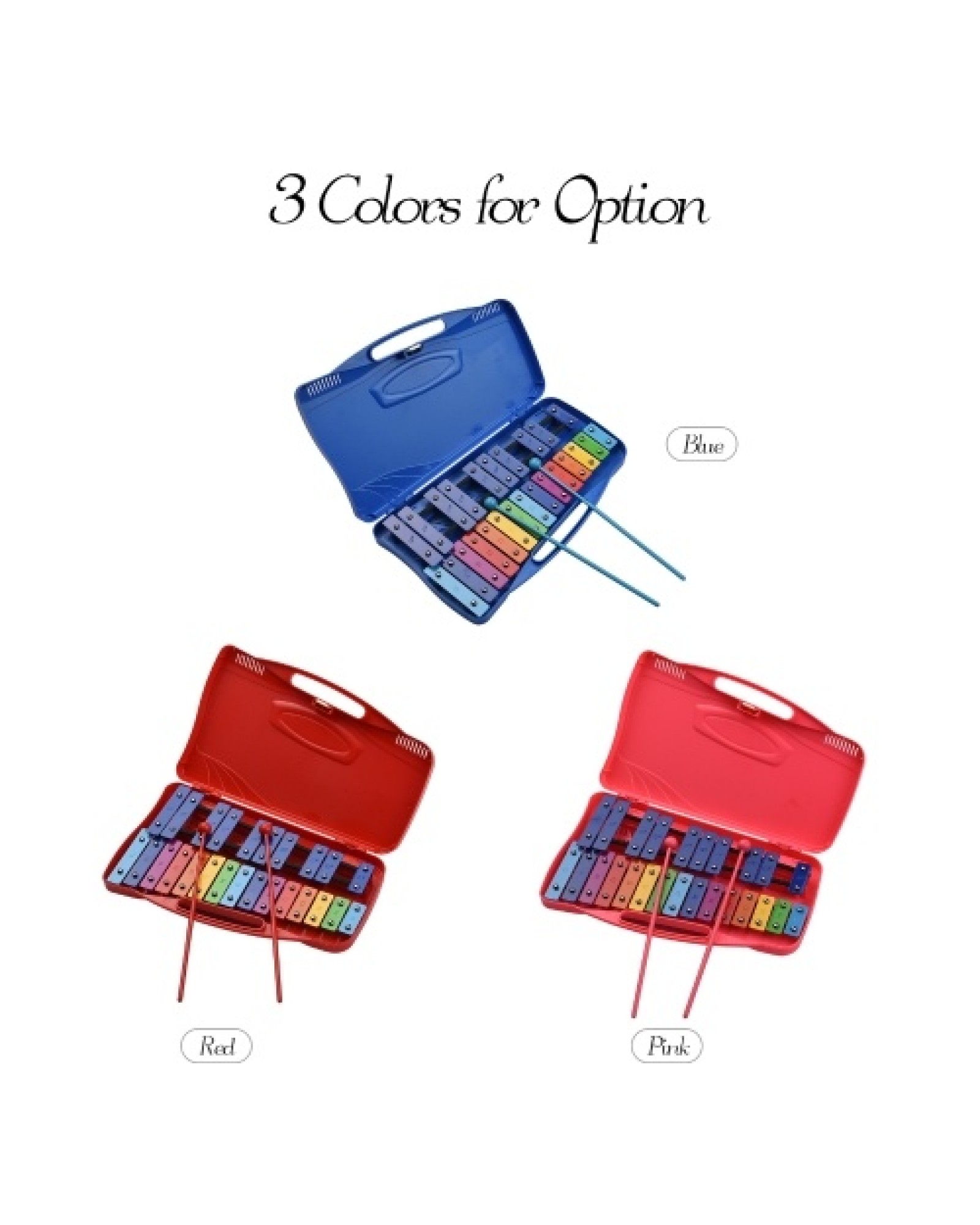 25 Notes Glockenspiel Xylophone Hand Knock Xylophone Percussion Rhythm Musical Educational Teaching Instrument Toy with Case 2 M