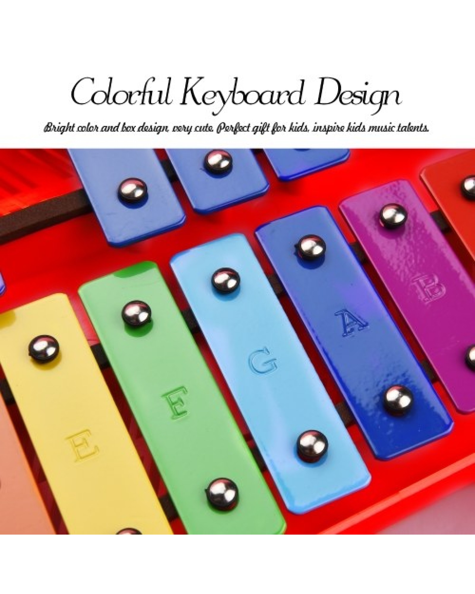 25 Notes Glockenspiel Xylophone Hand Knock Xylophone Percussion Rhythm Musical Educational Teaching Instrument Toy with Case 2 M