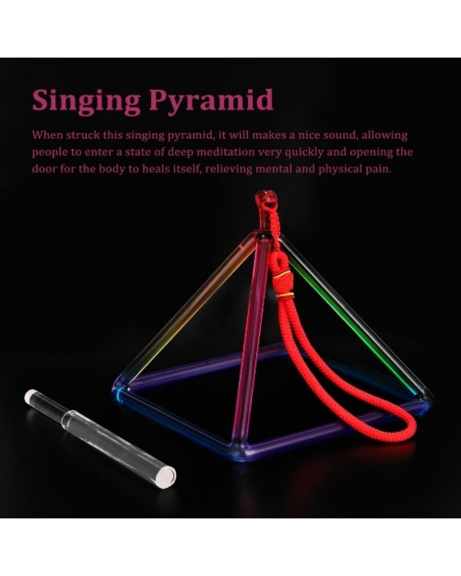 Crystal Material Singing Pyramid Percussion Instruments Yoga Meditation Relaxation Tool
