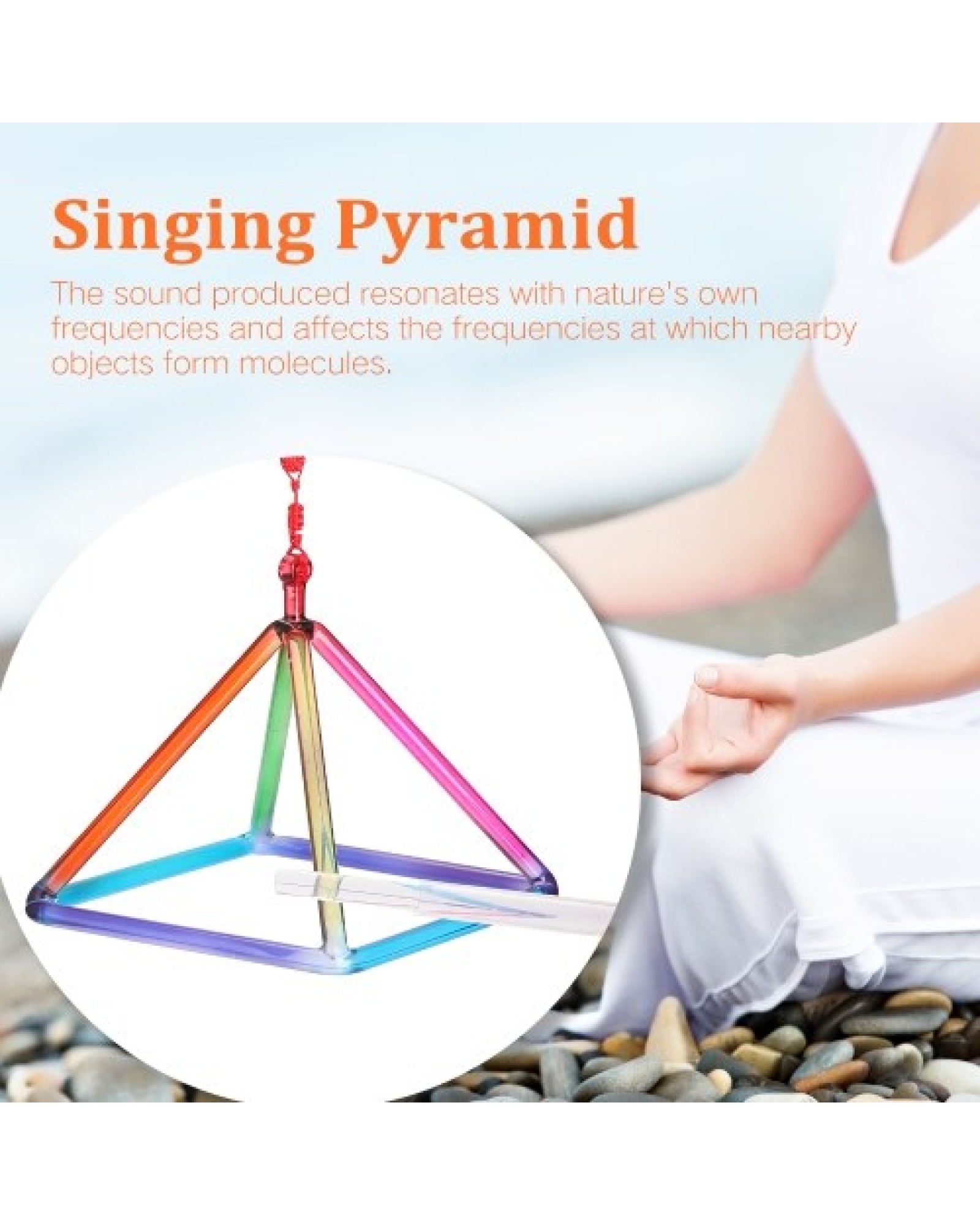 Crystal Material Singing Pyramid Percussion Instruments Yoga Meditation Relaxation Tool