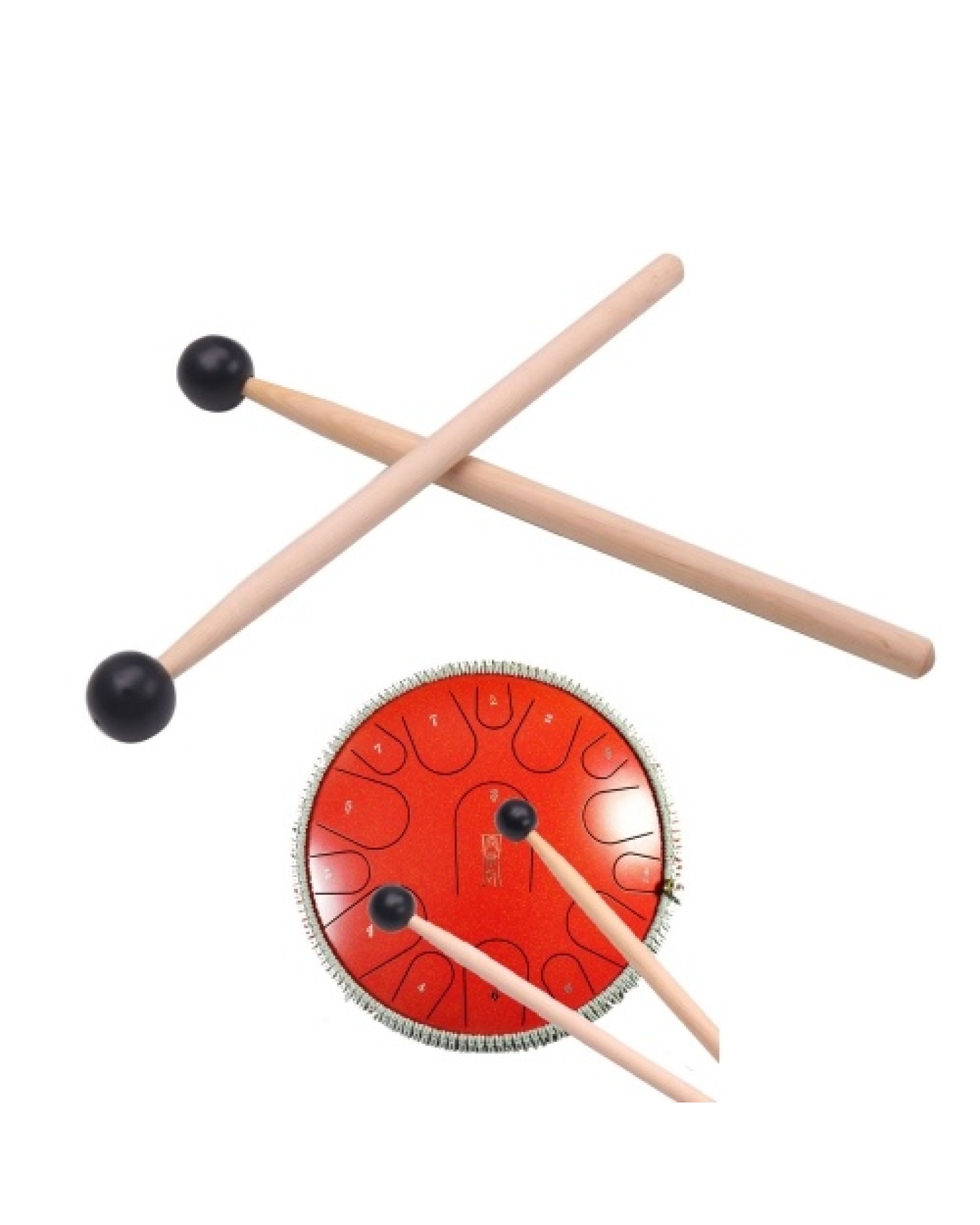 1 Pair Tongue Steel Drum Xylophone Mallets Tuning Fork Wooden Rod Mallet for Percussion Instrument
