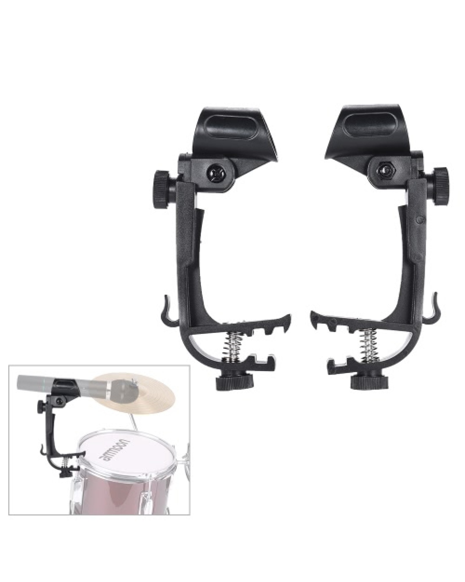 2pcs Clamp Clip On Drum Rim Microphone Mic Mount Holder Adjustable Shockproof