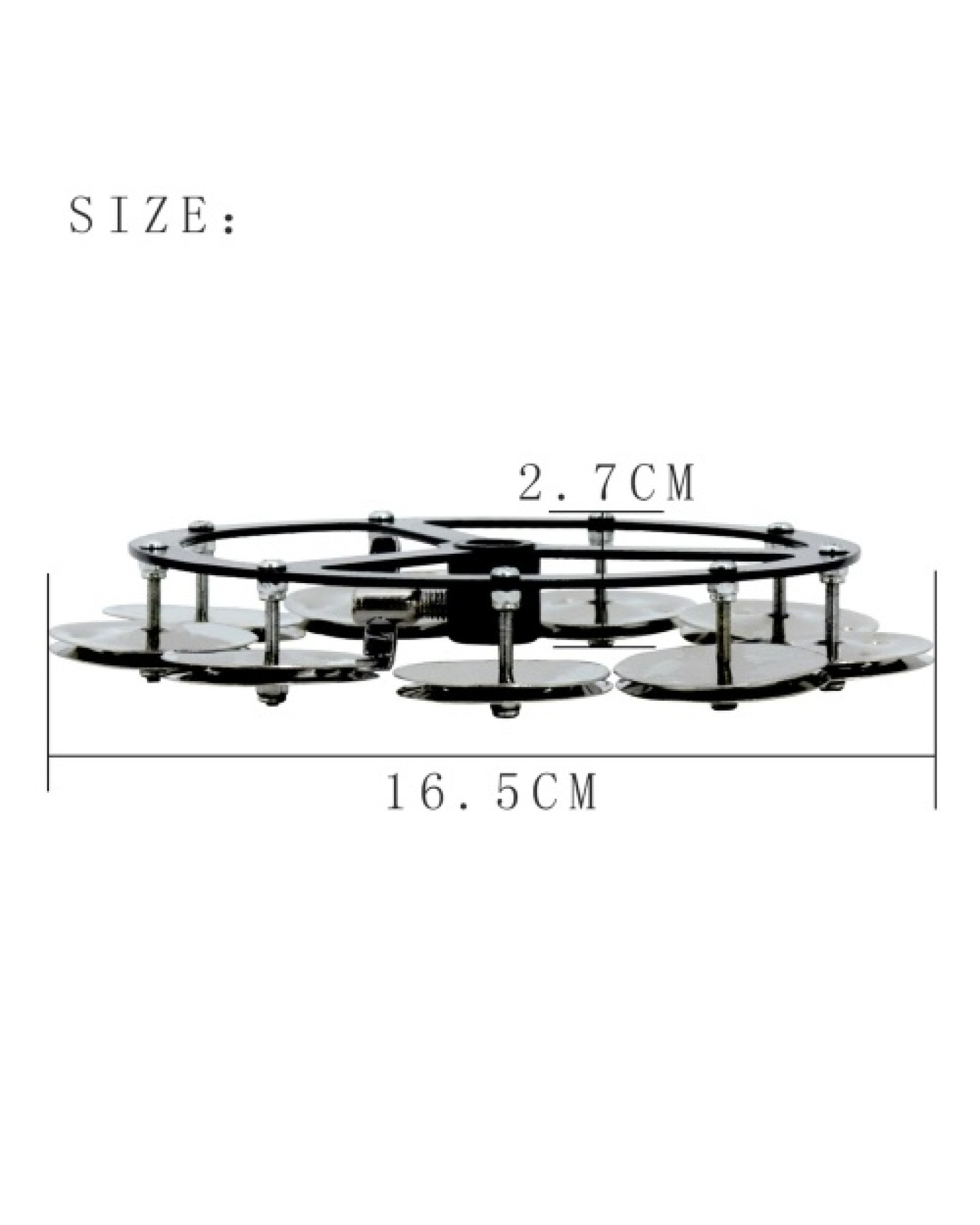 Mountable Hihat Tambourine with Steel Jingles for Drum Set