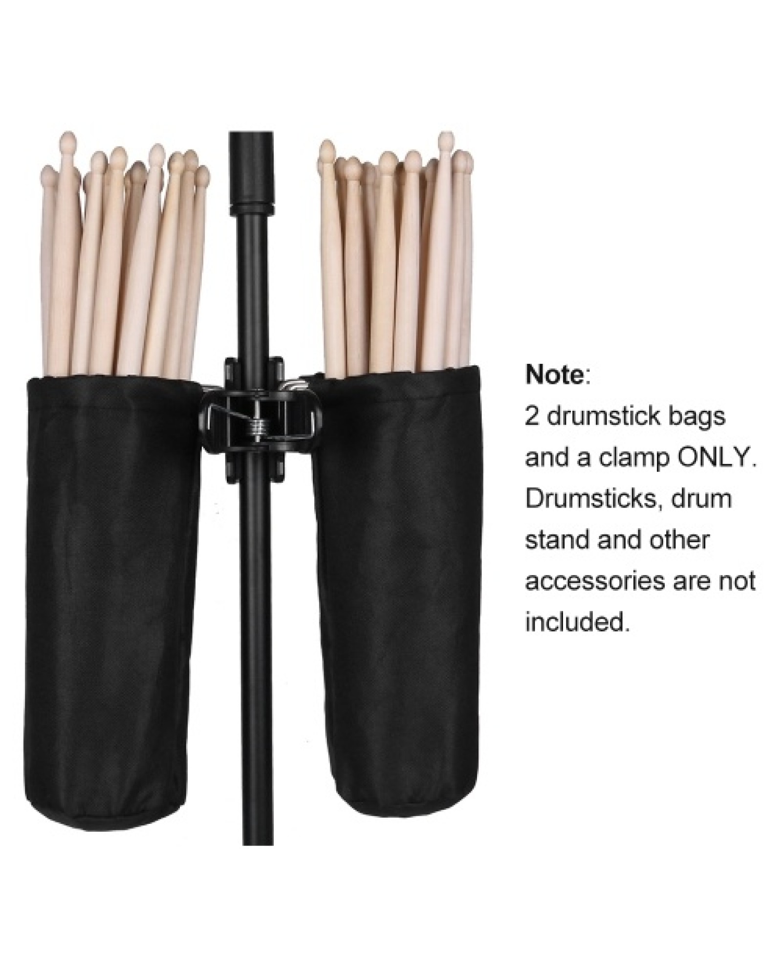 Drumstick Holder for Drum Set Clamp on Drum Stick Storage Bag Oxford Cloth Large Capacity Clip on Drumsticks Container for up to