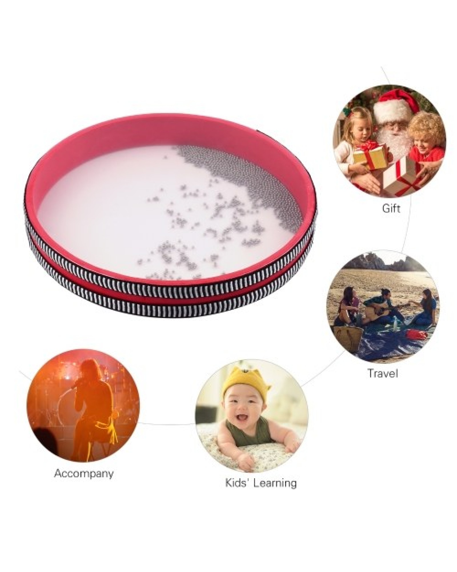 10 Inch Ocean Drum Wooden Handheld Sea Wave Drum Percussion Drum Gentle Sea Sound Musical Toy for Children