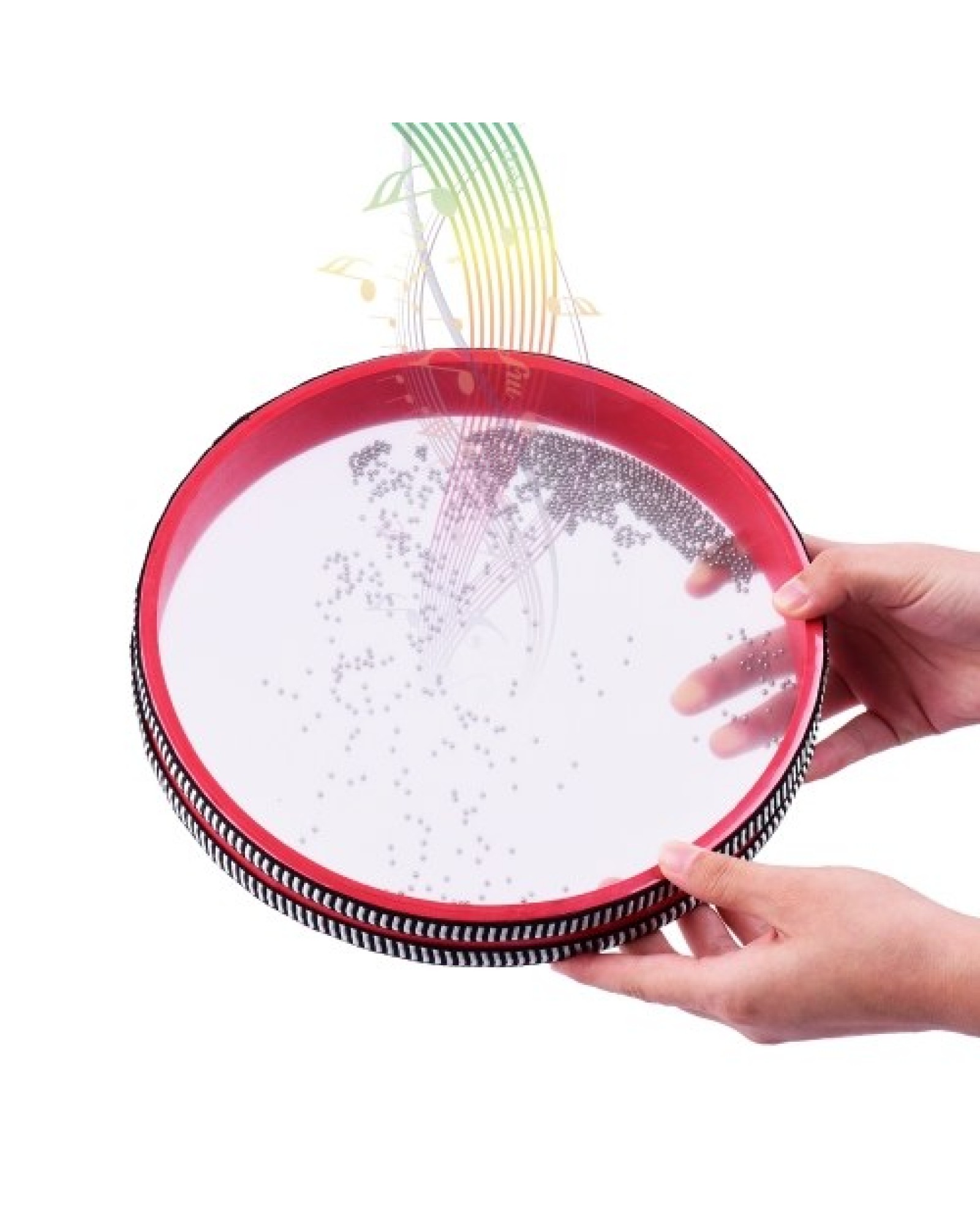 10 Inch Ocean Drum Wooden Handheld Sea Wave Drum Percussion Drum Gentle Sea Sound Musical Toy for Children