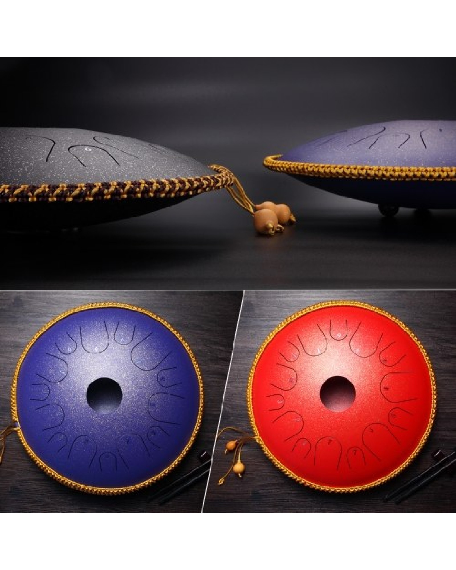 14 Inch 14 Note Alloy Steel Hand Pan Drum C Tone Manual Percussion Handpan Drum with Ebony Drumsticks