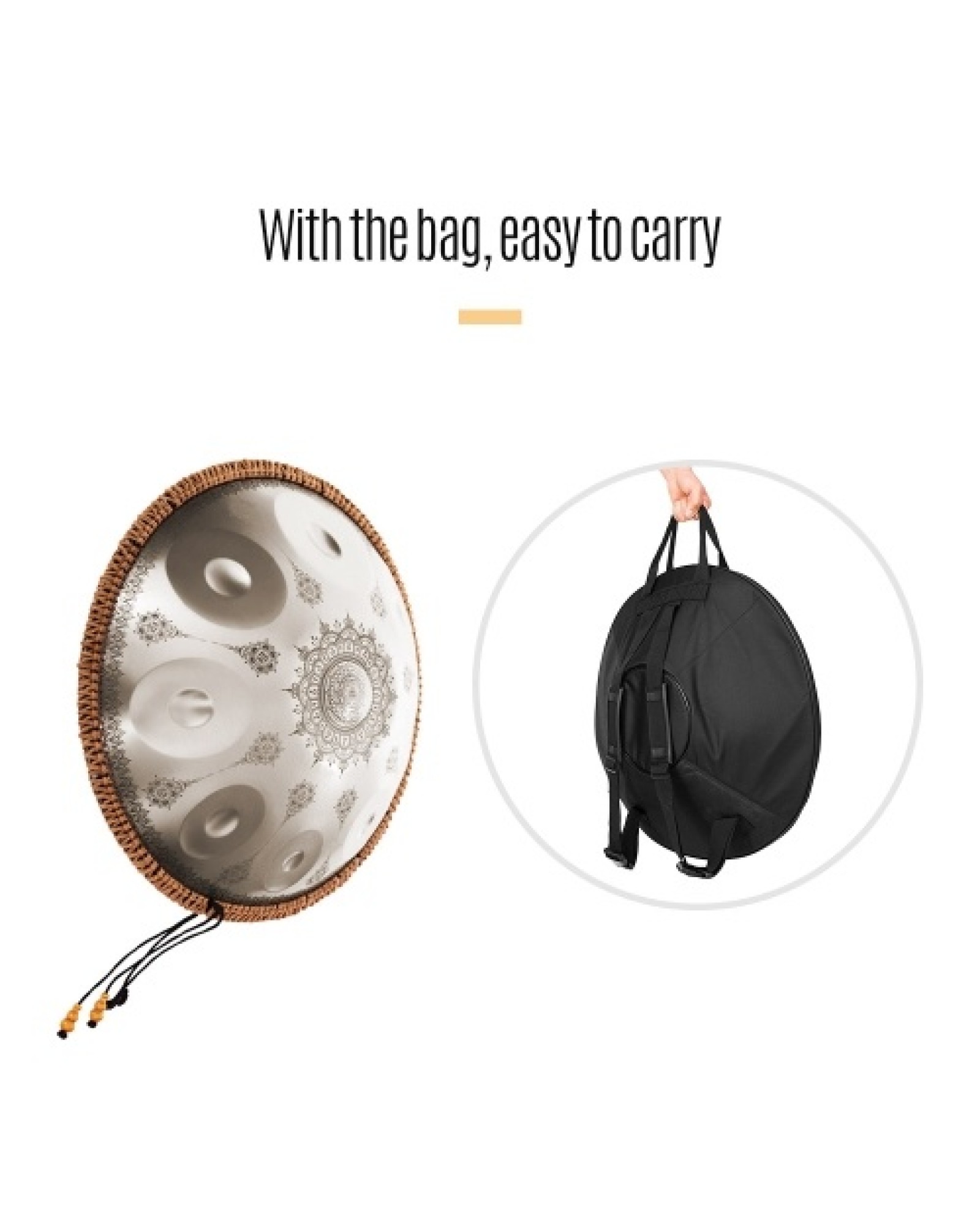 Mini Handpan Steel Hand Drum in C Tone 9 Notes 16 Inches Percussion Instrument
