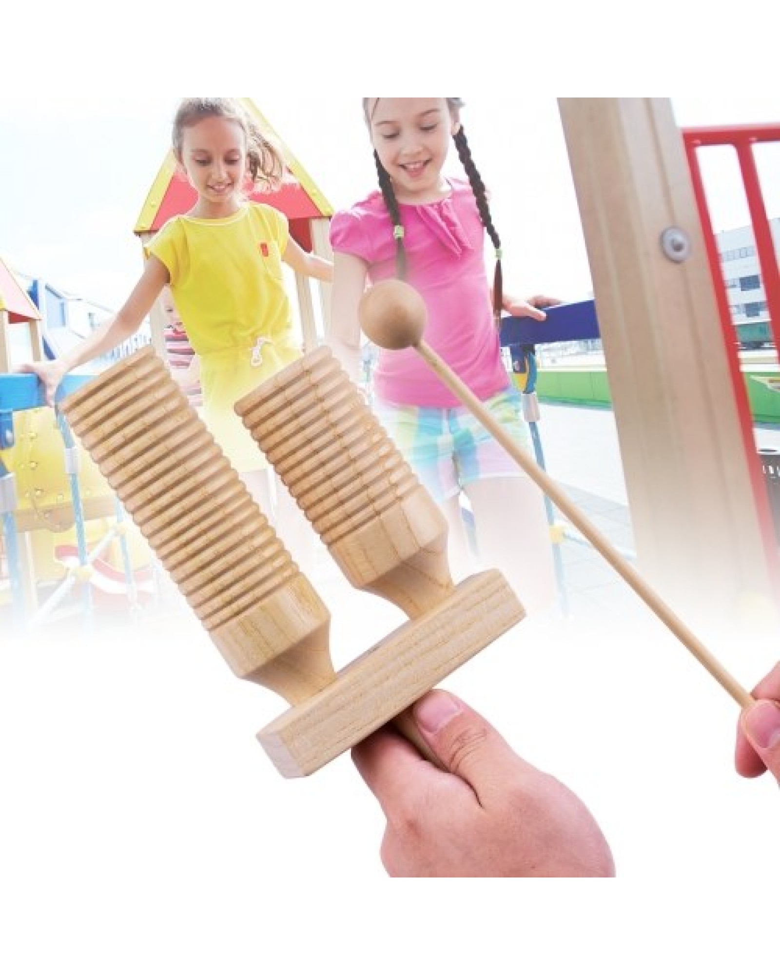 Percussion Wood Block 2 Tone Wooden Percussion Musical Instrument Children Musical Toys with Mallet