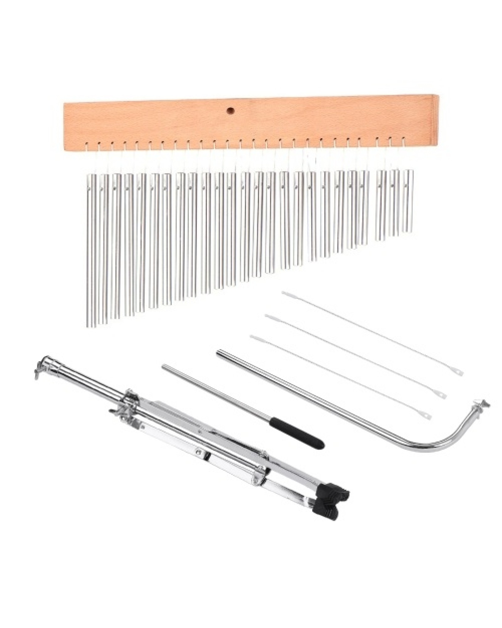 25 Bells Barchime Bar Chimes Single-Row Solid Aluminum Bar Wind Chimes Musical Percusion Instrument with Adjustable Mounting Sta