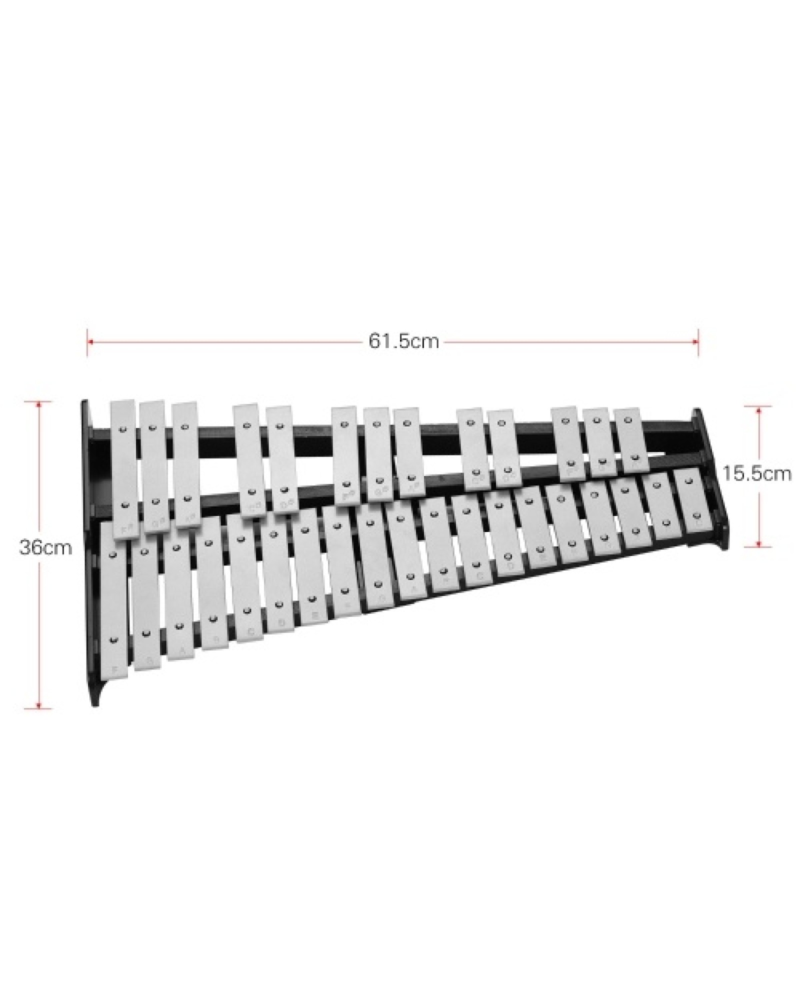 32-Note Xylophone Educational Glockenspiel Wooden Base Solid Aluminum Bars