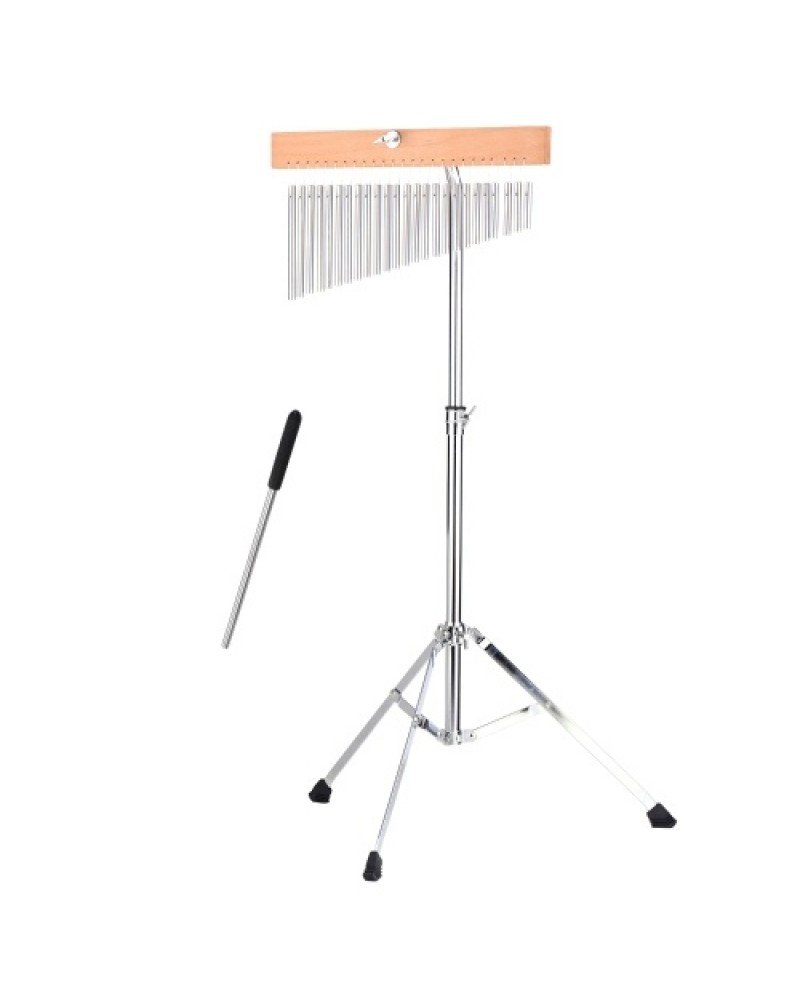25 Bells Barchime Bar Chimes Single-Row Solid Aluminum Bar Wind Chimes Musical Percusion Instrument with Adjustable Mounting Sta