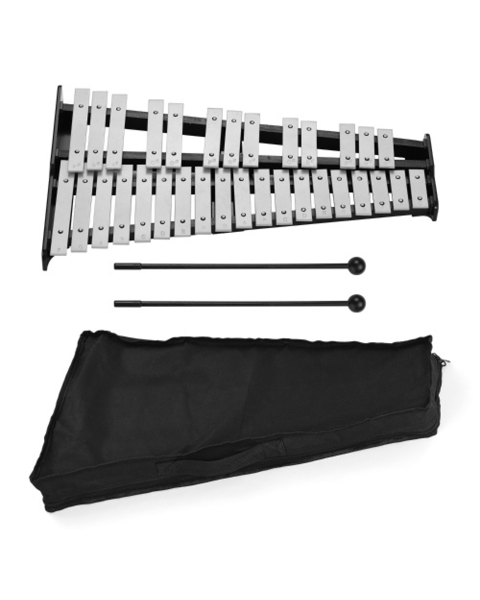 32-Note Xylophone Educational Glockenspiel Wooden Base Solid Aluminum Bars