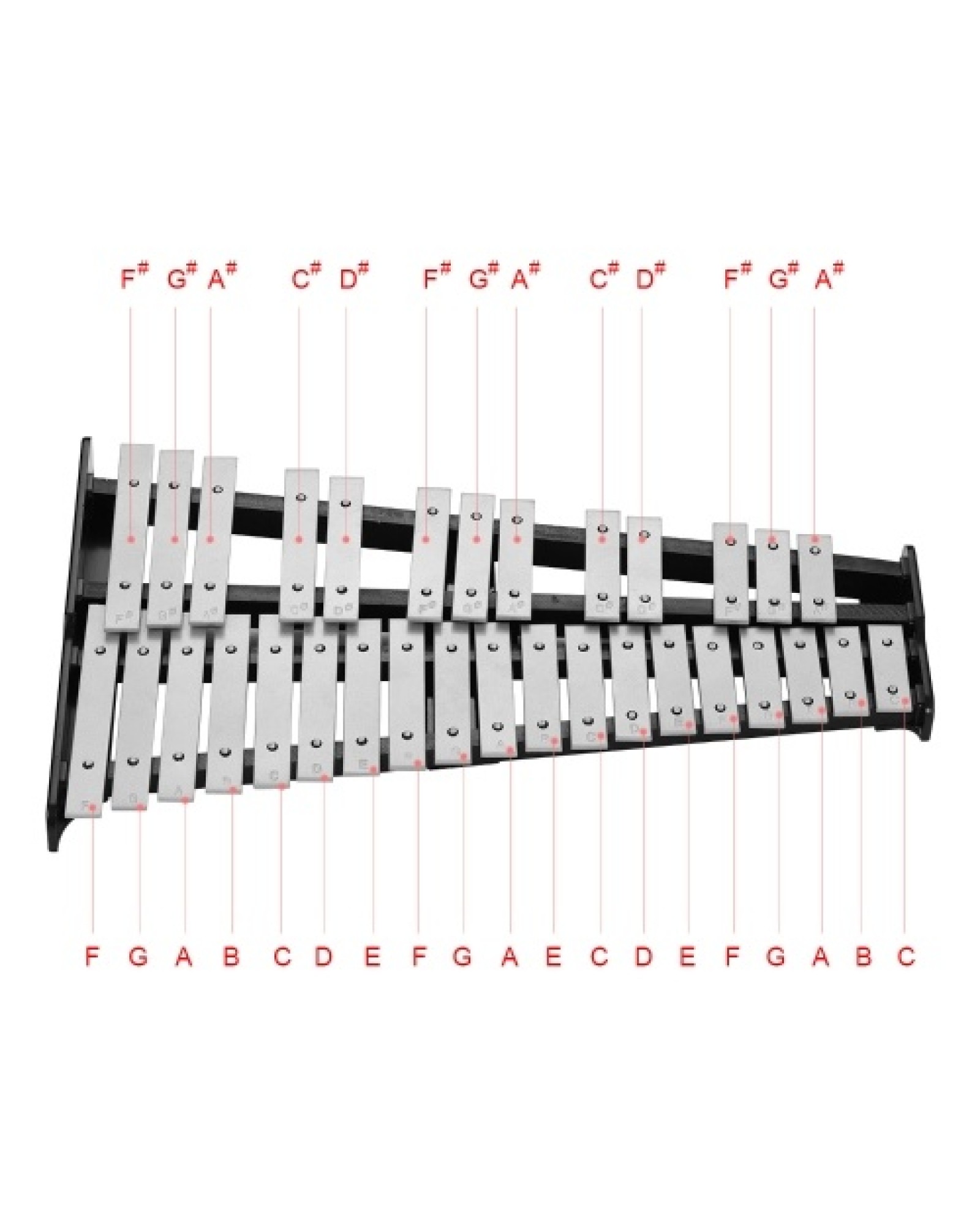 32-Note Xylophone Educational Glockenspiel Wooden Base Solid Aluminum Bars