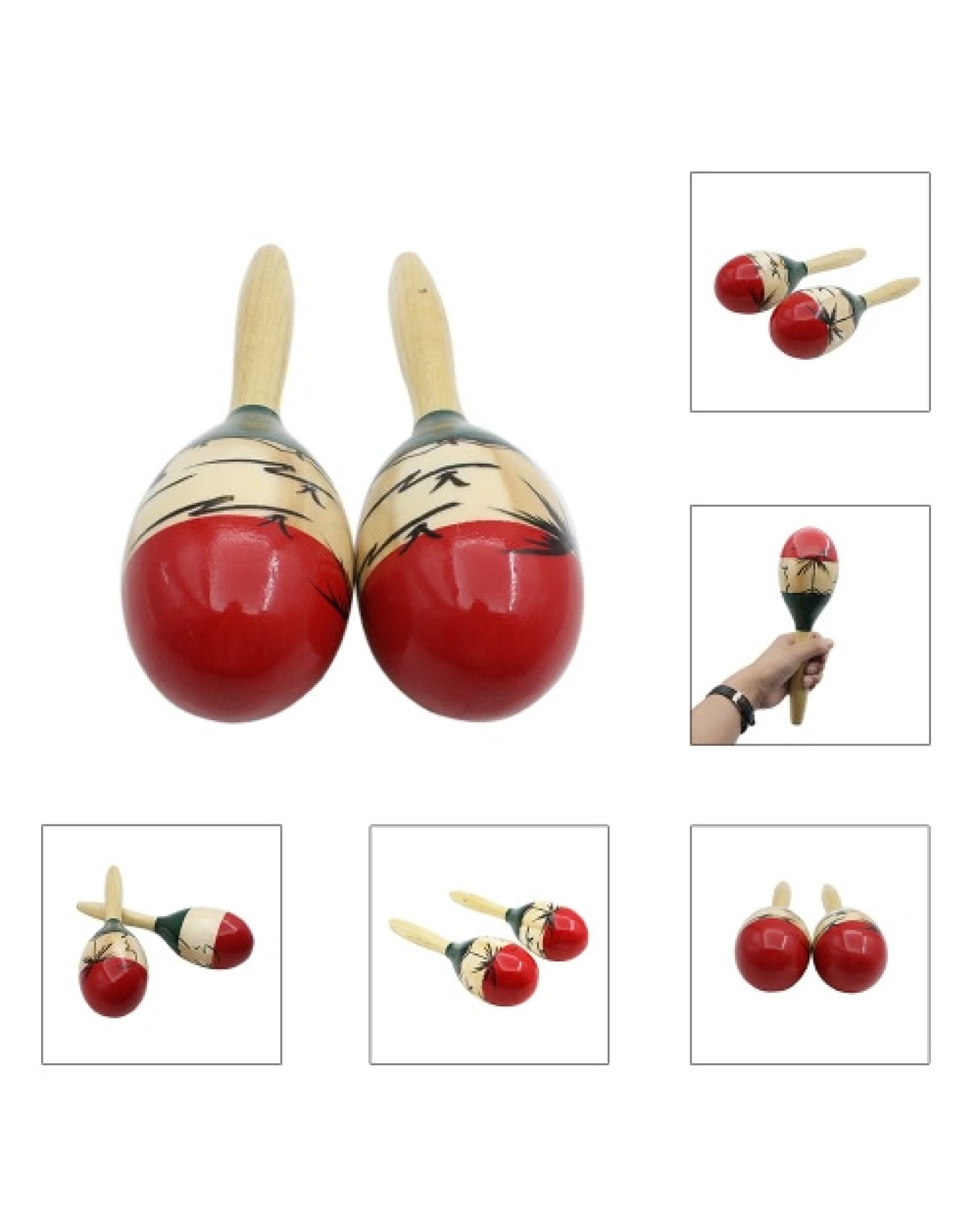 Pair of Wooden Large Maracas Rumba Shakers Rattles Sand Hammer Percussion Instrument Musical Toy for Kid Children Party Games