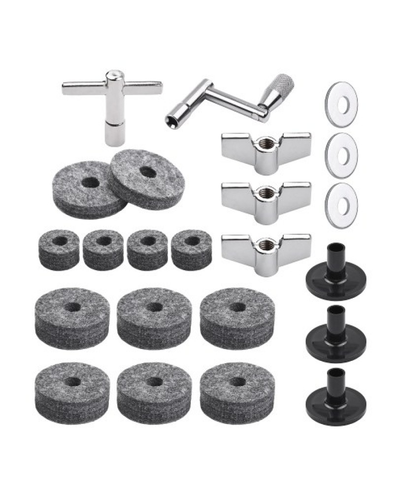 23pcs Cymbal Replacement Accessories Drum Parts with Cymbal Stand Felts Drum Cymbal Felt Pads Include Wing Nuts Washers Cymbal S