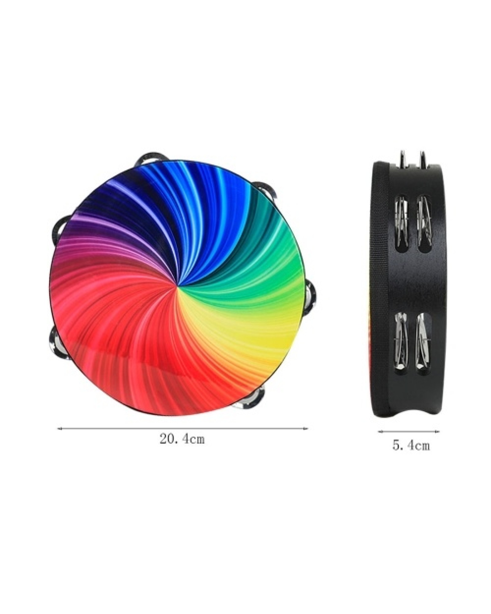 8 Inch Rainbow Tambourine Wooden Handbell Early Education Percussion Instrument