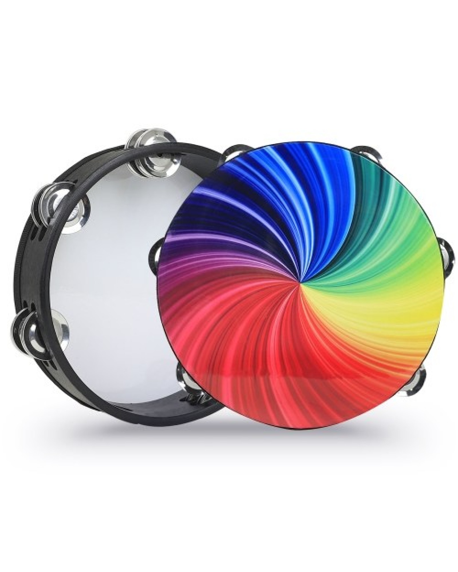 8 Inch Rainbow Tambourine Wooden Handbell Early Education Percussion Instrument