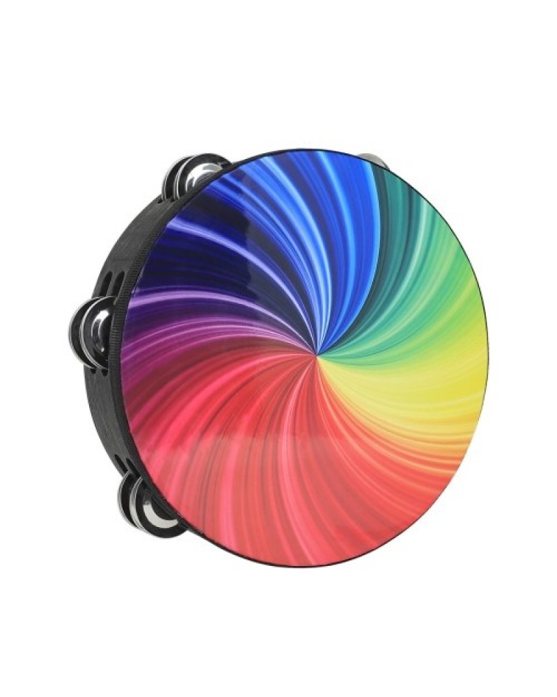 8 Inch Rainbow Tambourine Wooden Handbell Early Education Percussion Instrument