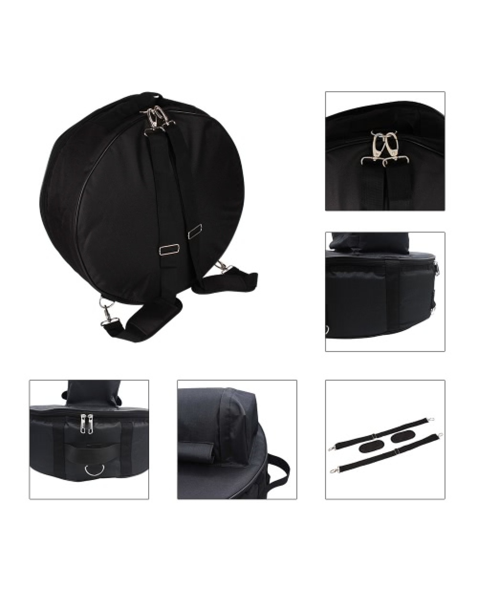 Durable 14 Inch Snare Drum Bag Backpack Case with Shoulder Strap Outside Pockets