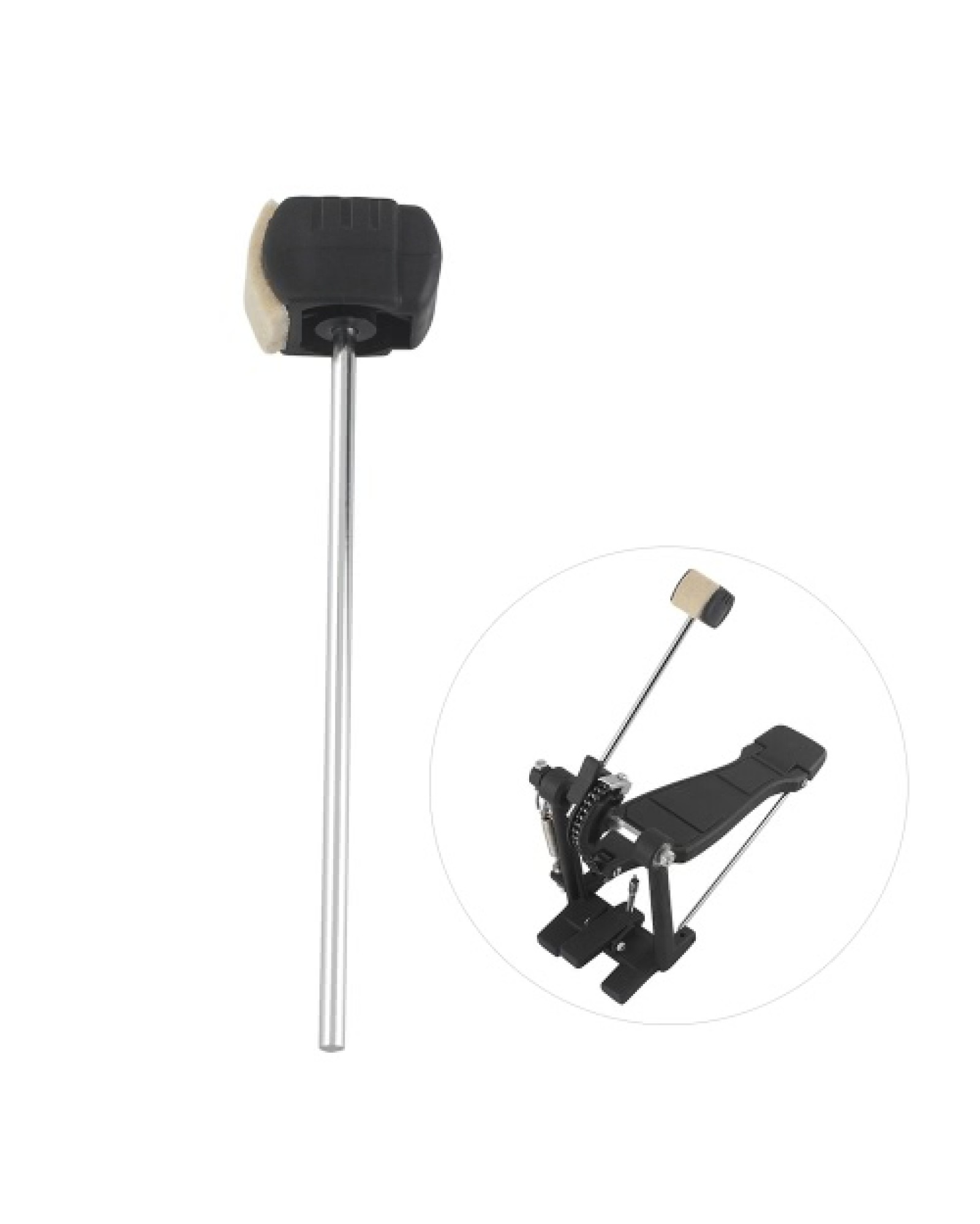High-quality Bass Drum Pedal Beater Wool Felt Stainless Steel Handle Percussion Instrument Accessories Parts
