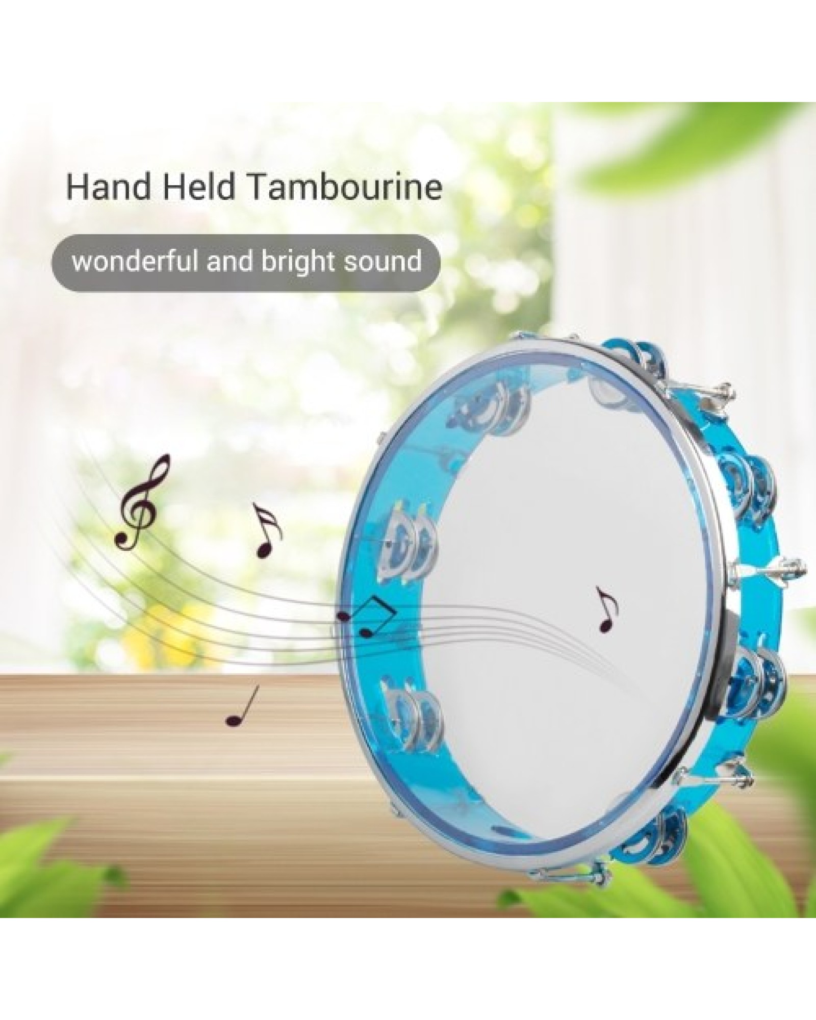 10 Inch Hand Held Tambourine Double Row Tambourine Drum Set Percussion Instrument