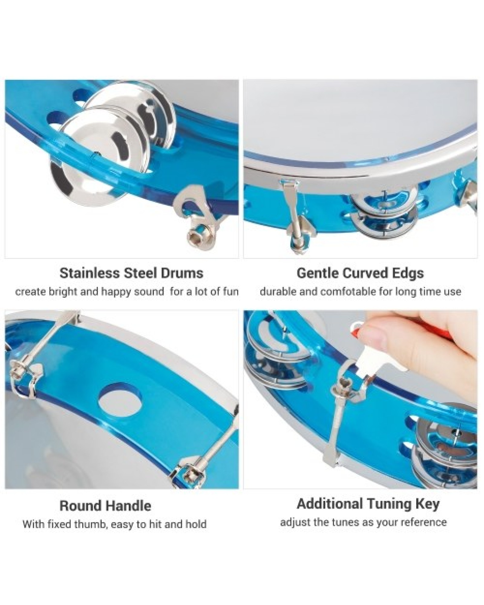 10 Inch Hand Held Tambourine Double Row Tambourine Drum Set Percussion Instrument