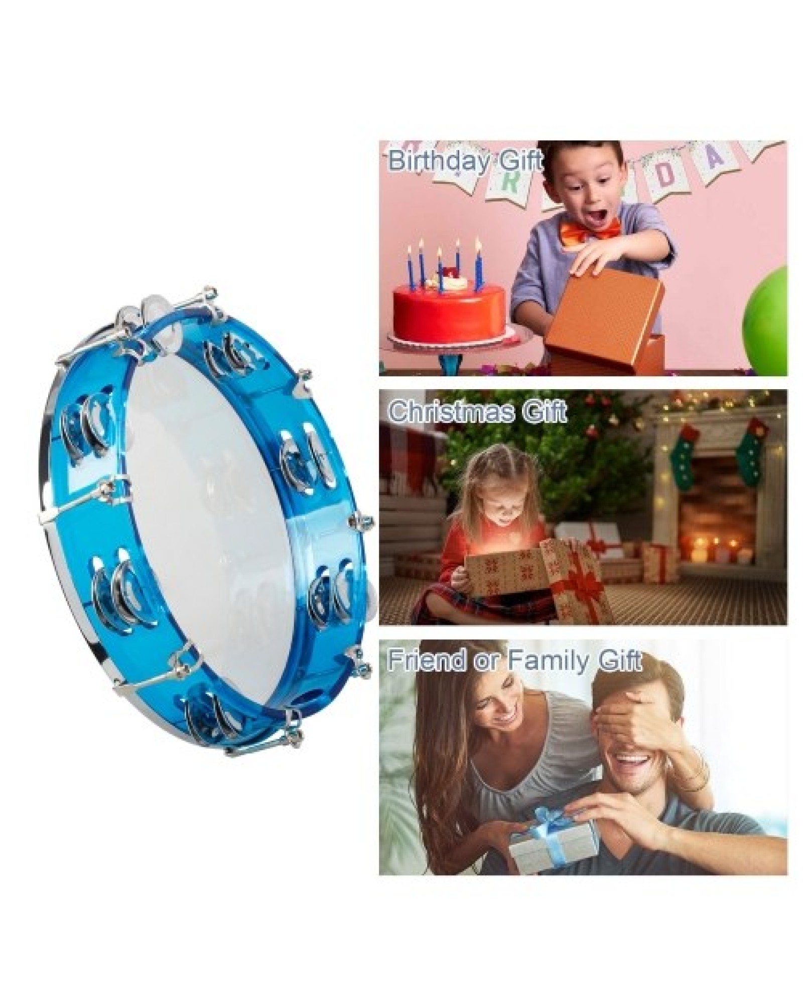 10 Inch Hand Held Tambourine Double Row Tambourine Drum Set Percussion Instrument