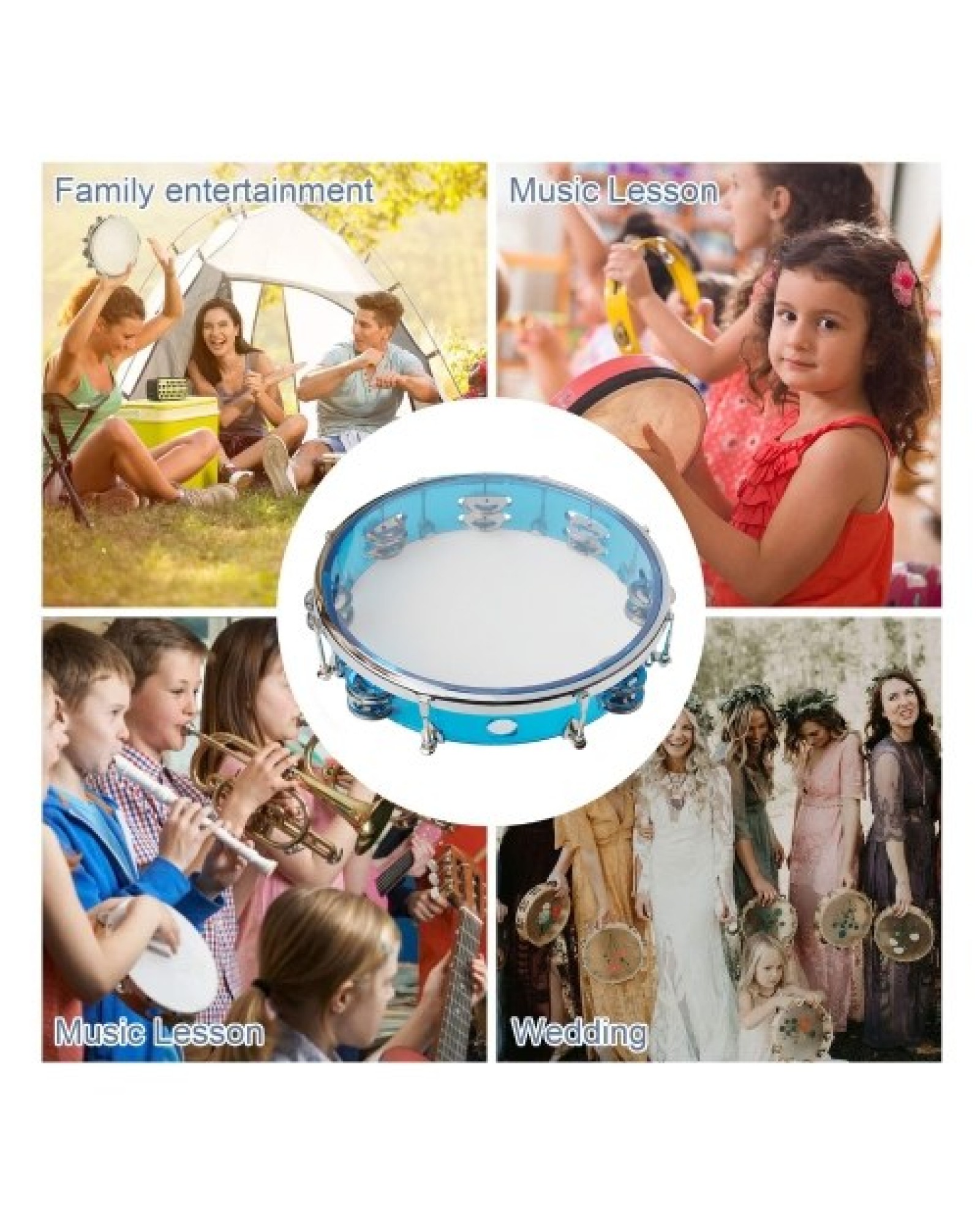 10 Inch Hand Held Tambourine Double Row Tambourine Drum Set Percussion Instrument