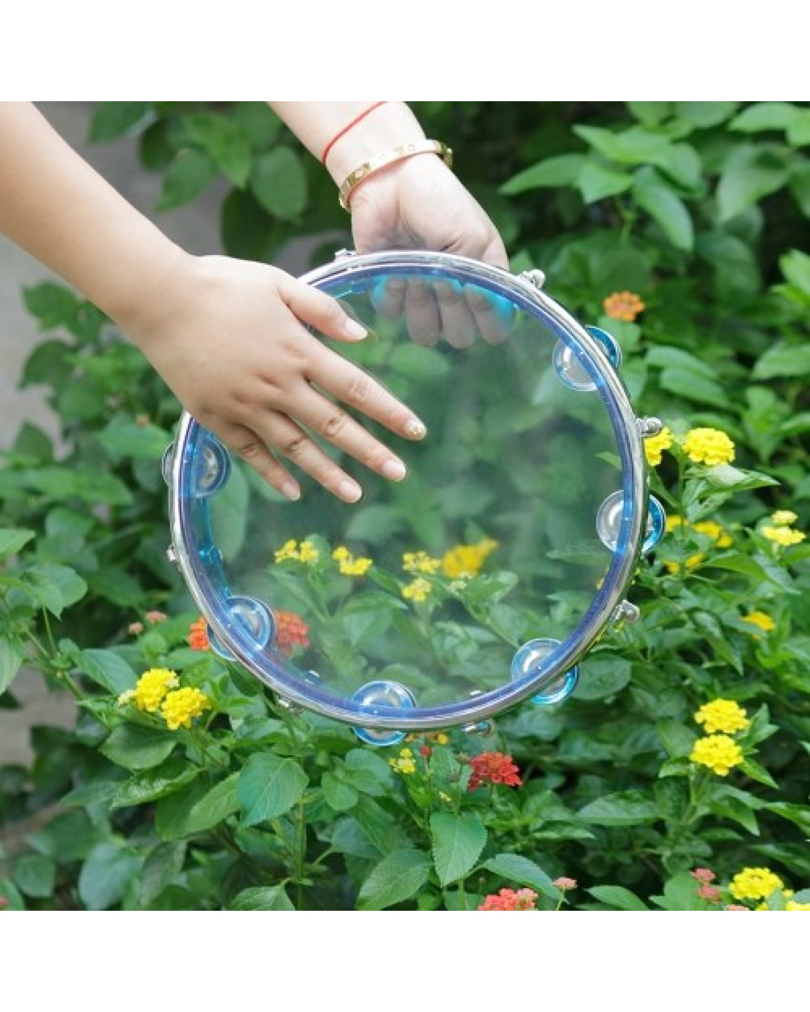 10 Inch Hand Held Tambourine Double Row Tambourine Drum Set Percussion Instrument