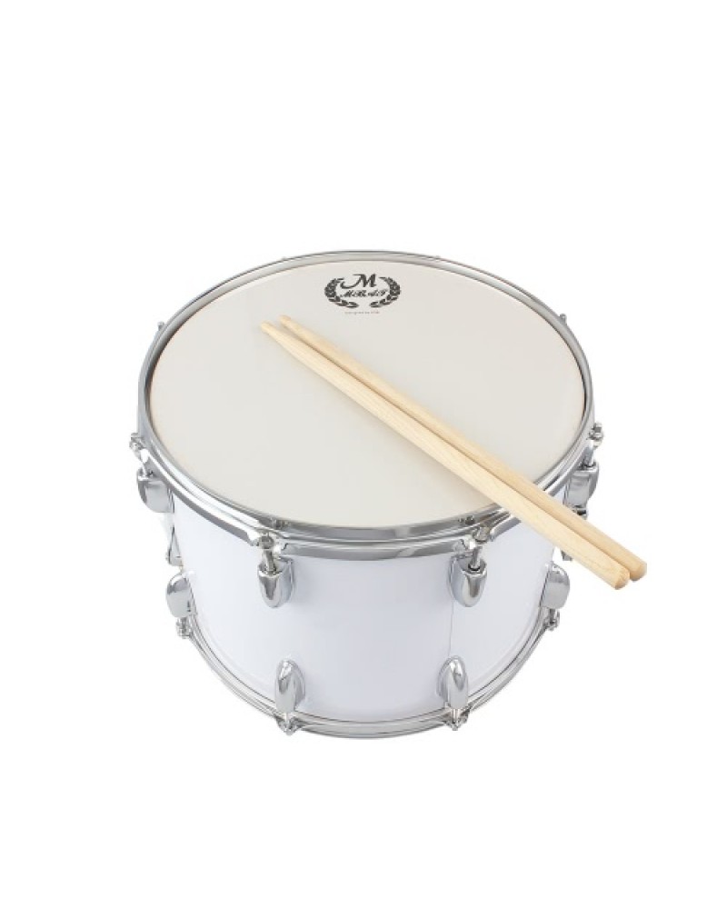 14in Marching Drum Stainless Steel &amp; Maple Wood Body PVC Drumhead with Sticks Shoulder Strap Key for Student Professional Dr