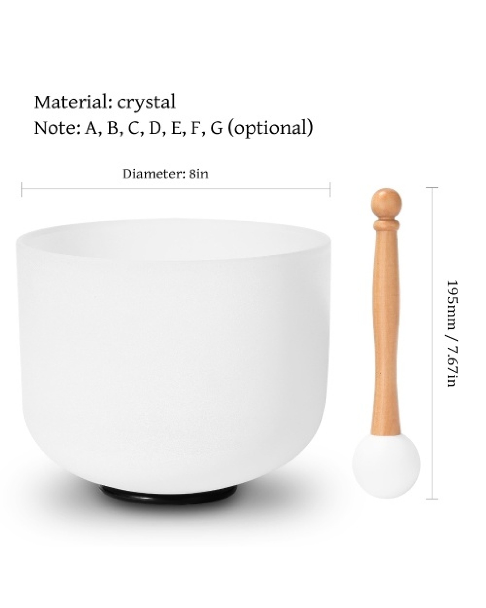 440HZ Crystal Struck Bowl Ritual Music Therapy Yoga Meditation Singing Bowls Percussion Instruments