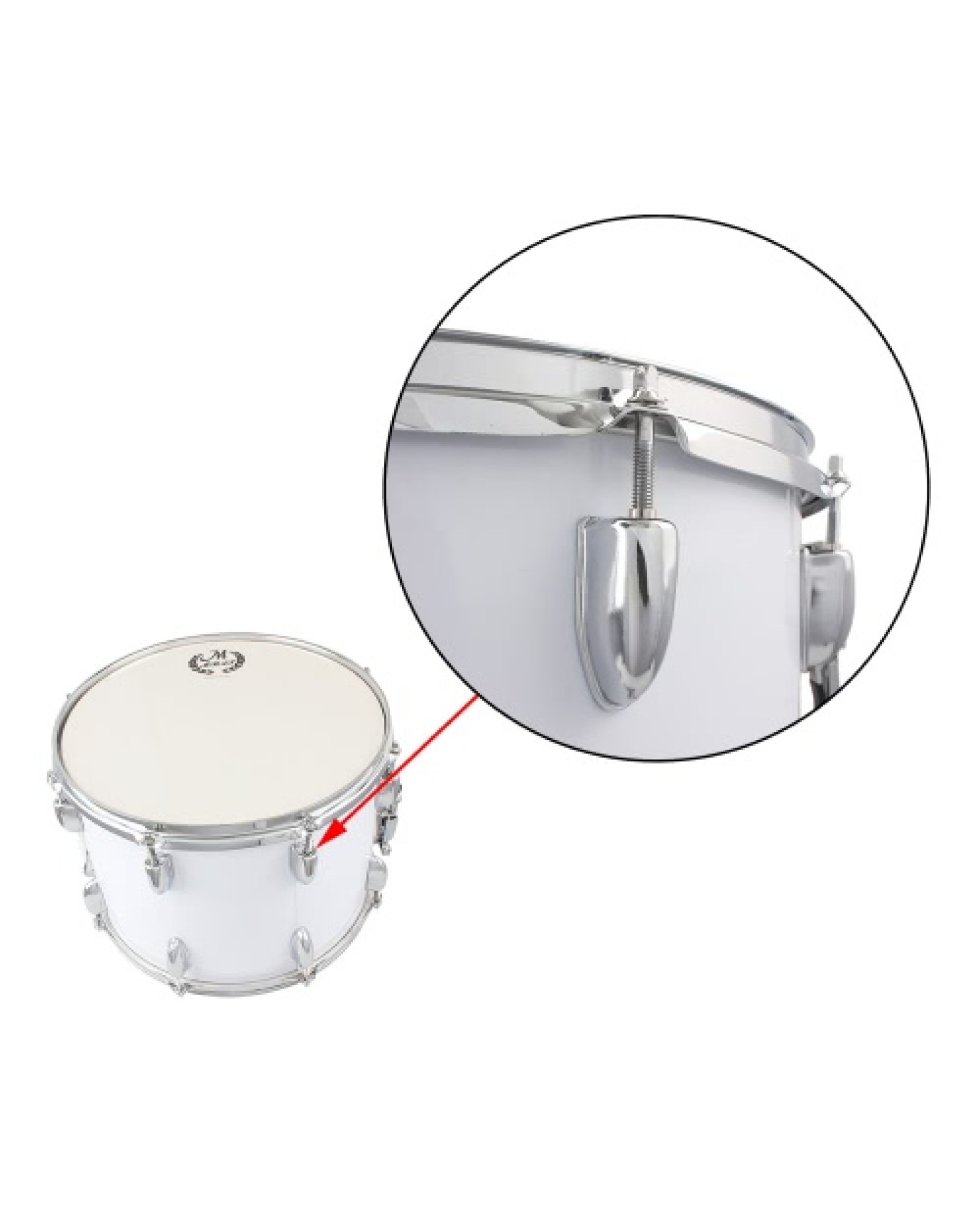 14in Marching Drum Stainless Steel &amp; Maple Wood Body PVC Drumhead with Sticks Shoulder Strap Key for Student Professional Dr
