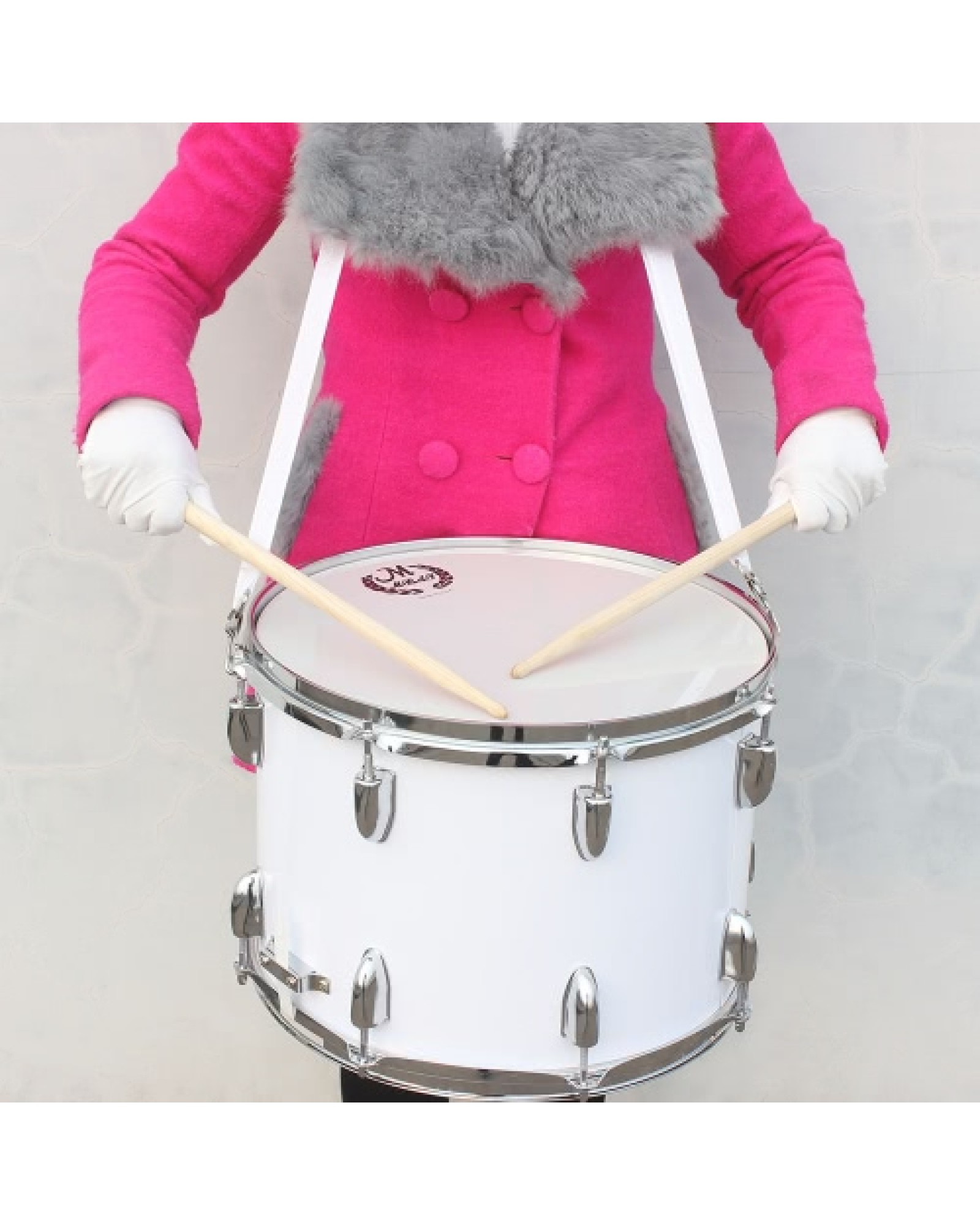 14in Marching Drum Stainless Steel &amp; Maple Wood Body PVC Drumhead with Sticks Shoulder Strap Key for Student Professional Dr
