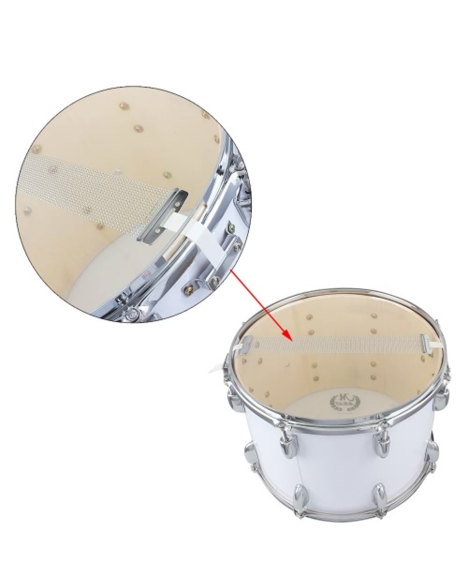 14in Marching Drum Stainless Steel &amp; Maple Wood Body PVC Drumhead with Sticks Shoulder Strap Key for Student Professional Dr