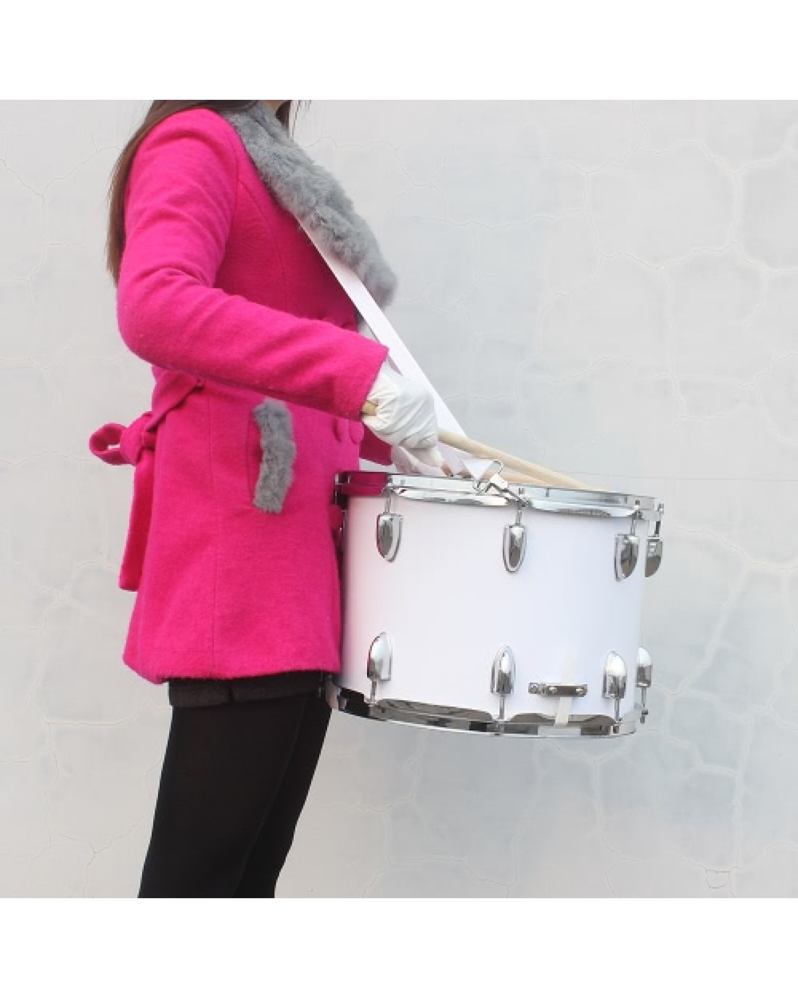 14in Marching Drum Stainless Steel &amp; Maple Wood Body PVC Drumhead with Sticks Shoulder Strap Key for Student Professional Dr