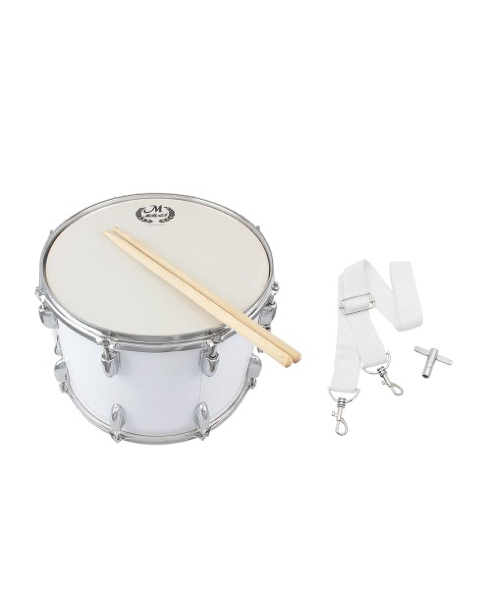 14in Marching Drum Stainless Steel &amp; Maple Wood Body PVC Drumhead with Sticks Shoulder Strap Key for Student Professional Dr